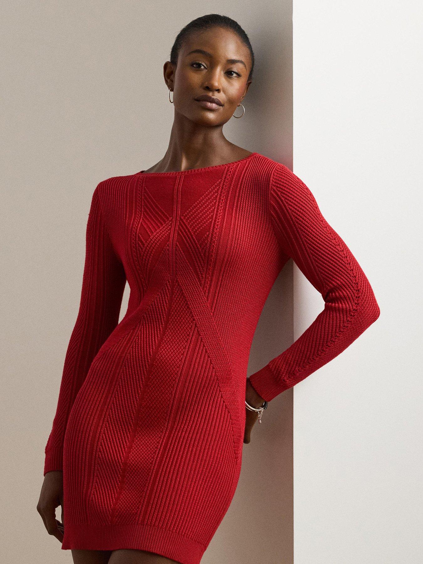 undefined Nishan Long Sleeve Dress - Red