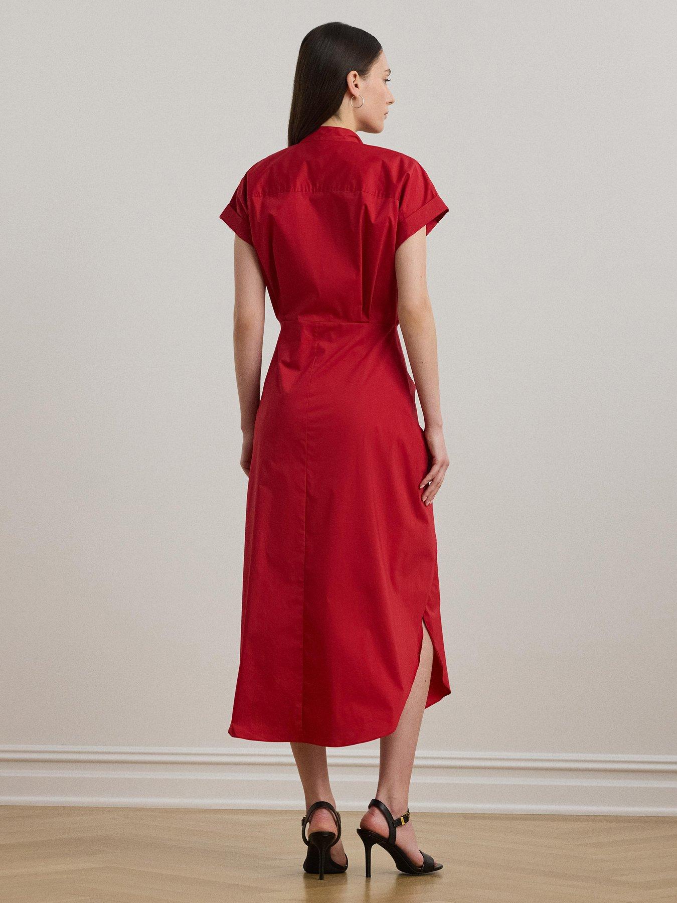 Image 2 of 5 of Lauren by Ralph Lauren Chonie Short Sleeve Dress - Red
