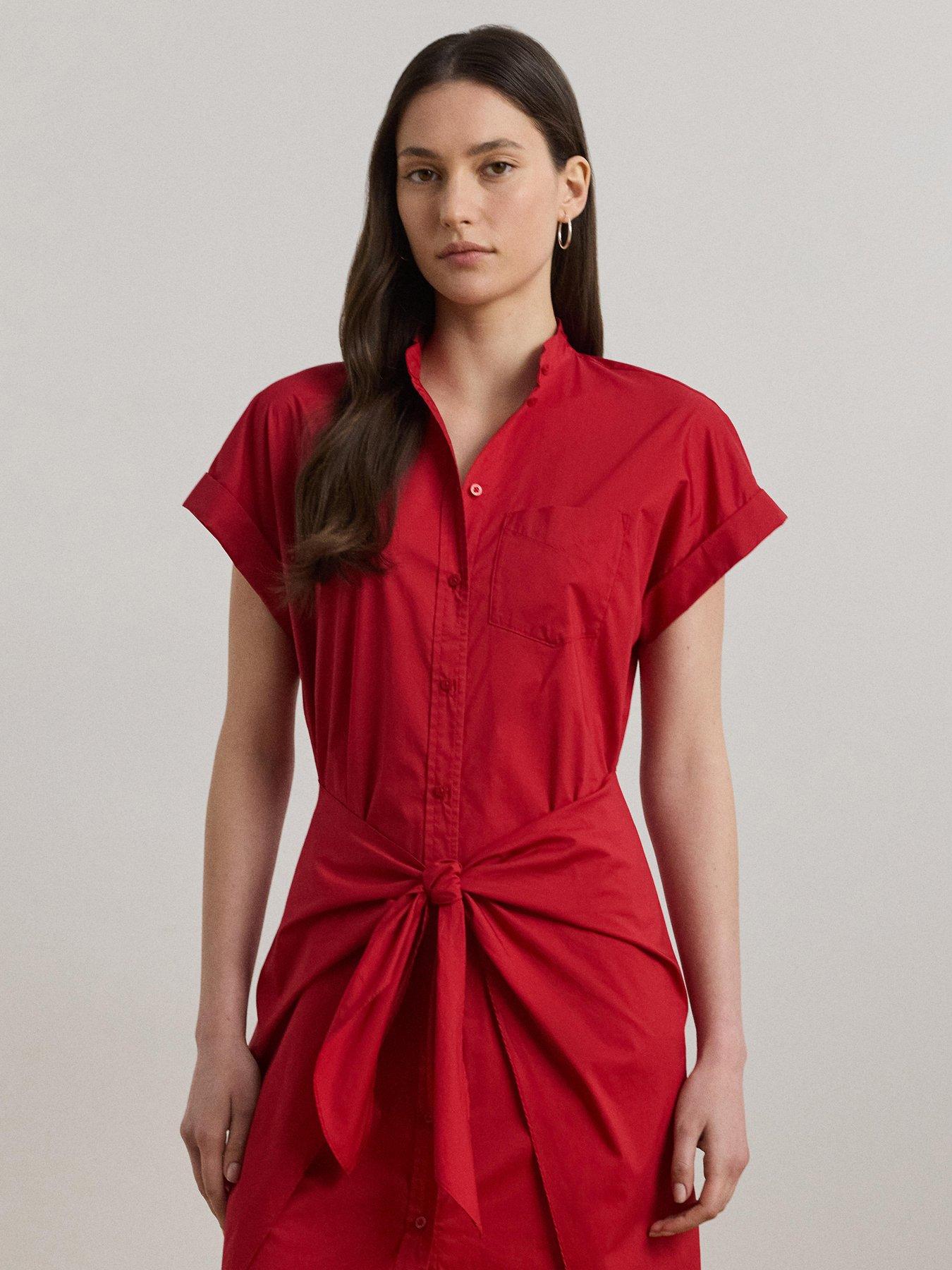 Image 3 of 5 of Lauren by Ralph Lauren Chonie Short Sleeve Dress - Red