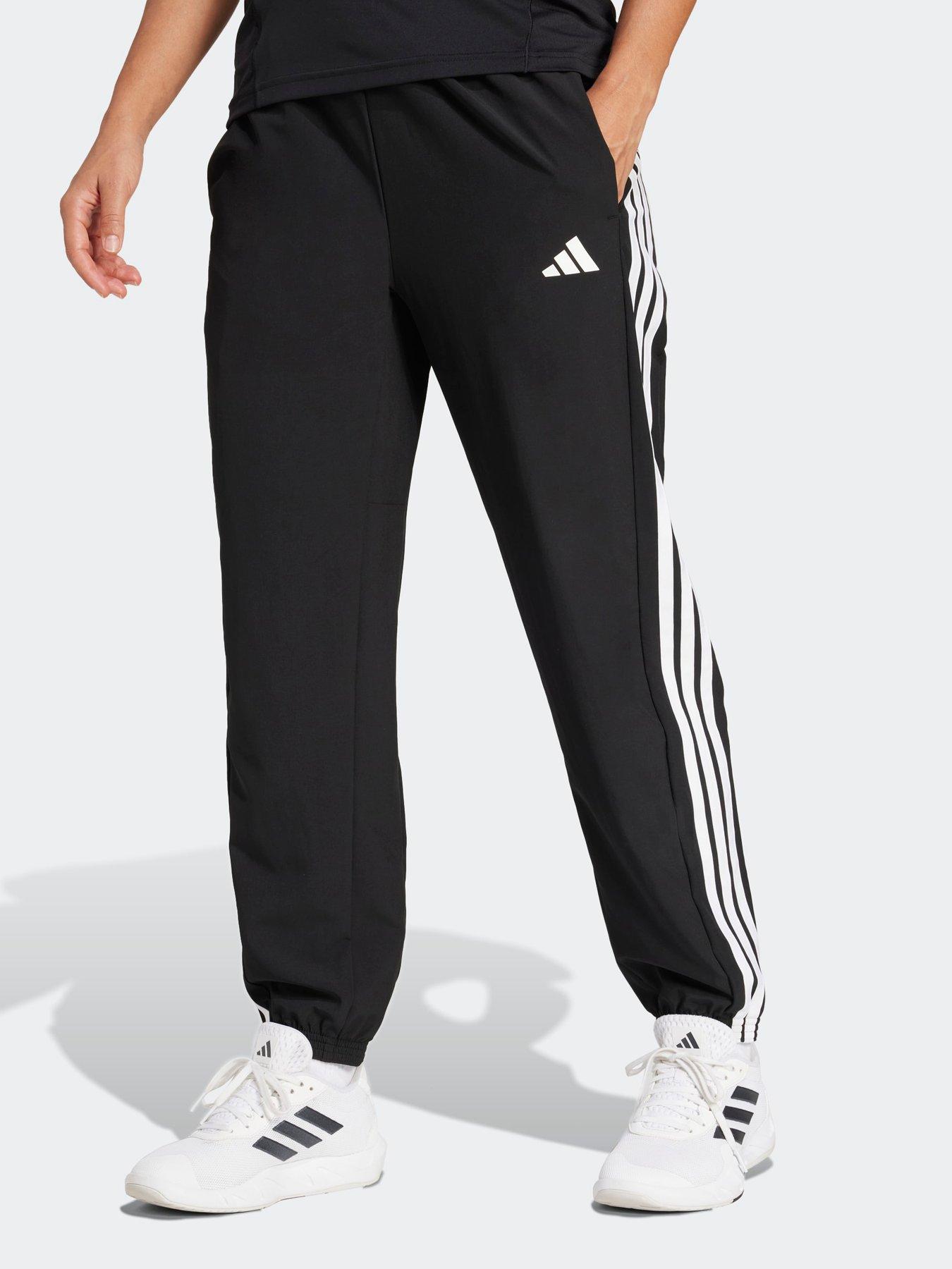 adidas Womens Training Essentials 3 Stripe Woven Pants - Black