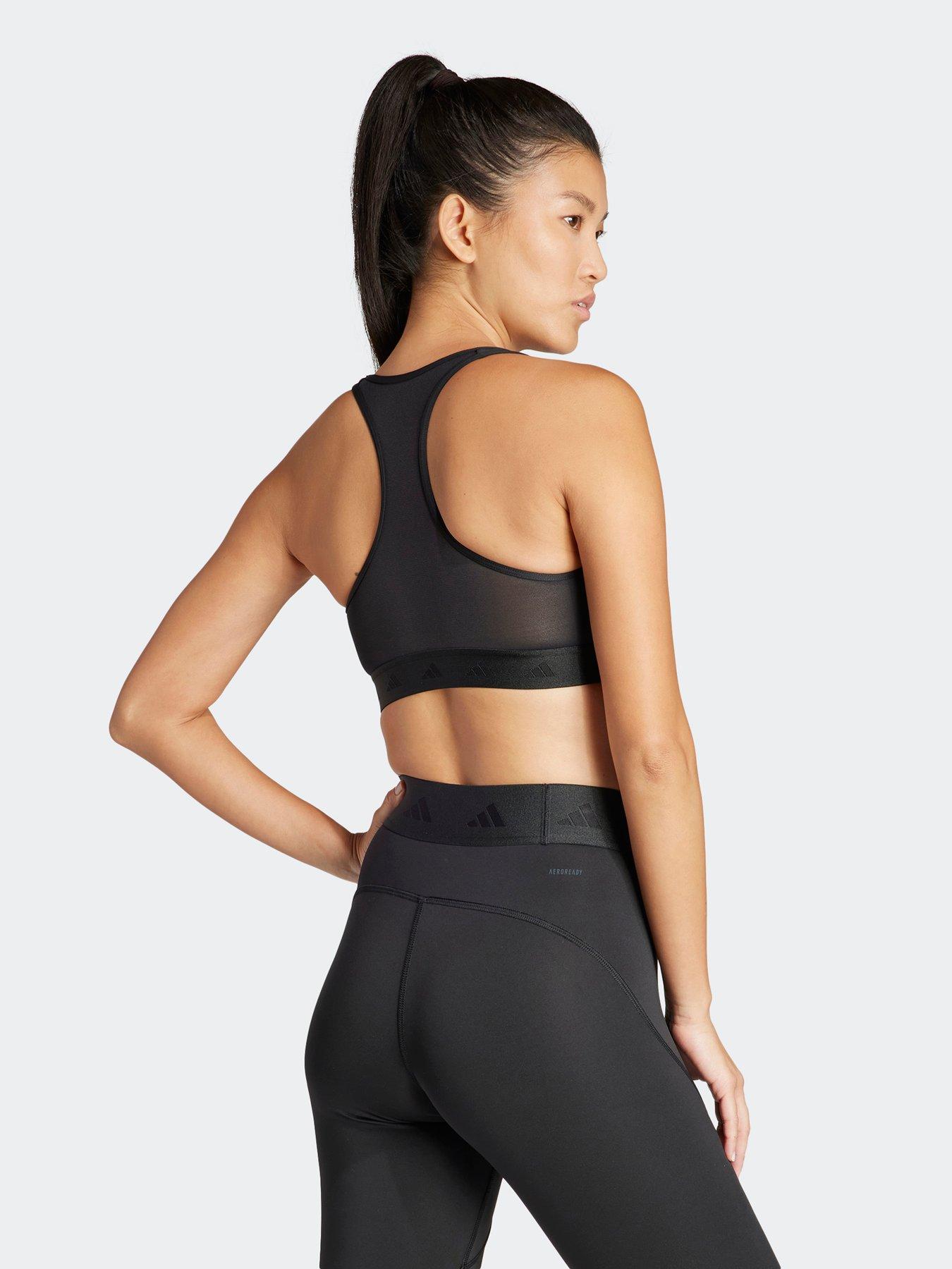  image of adidas-womens-training-hyperglam-mid-support-c-d-cup-sports-bra-black