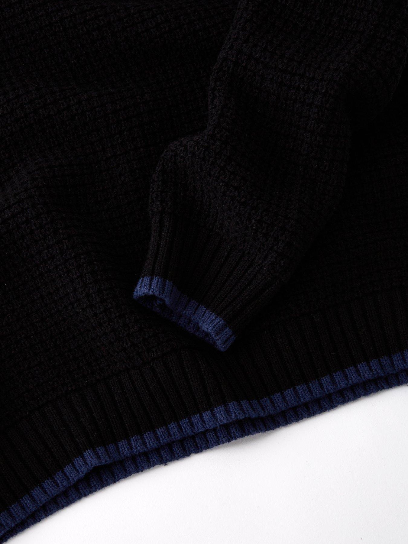 Image 4 of 4 of The Very Collection Boys Long Sleeve Rib Knit Half Zip Jumper - Black
