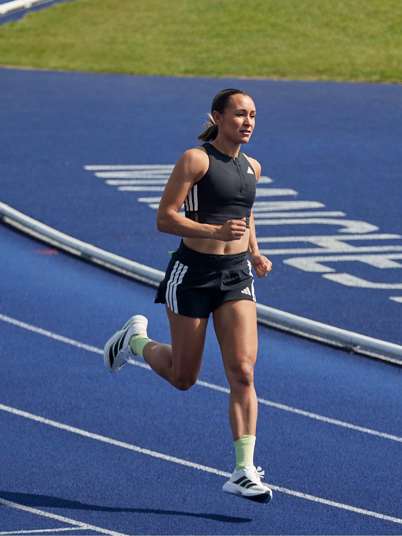 adidas Womens Running Adizero Zip Crop Tank - Grey