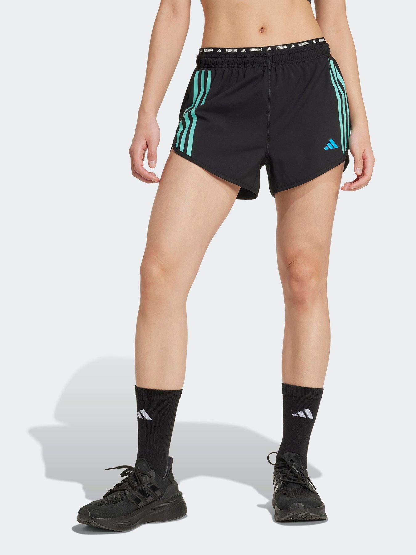 adidas Womens Running Own The Run 3 Stripe 4Inch Shorts - Black