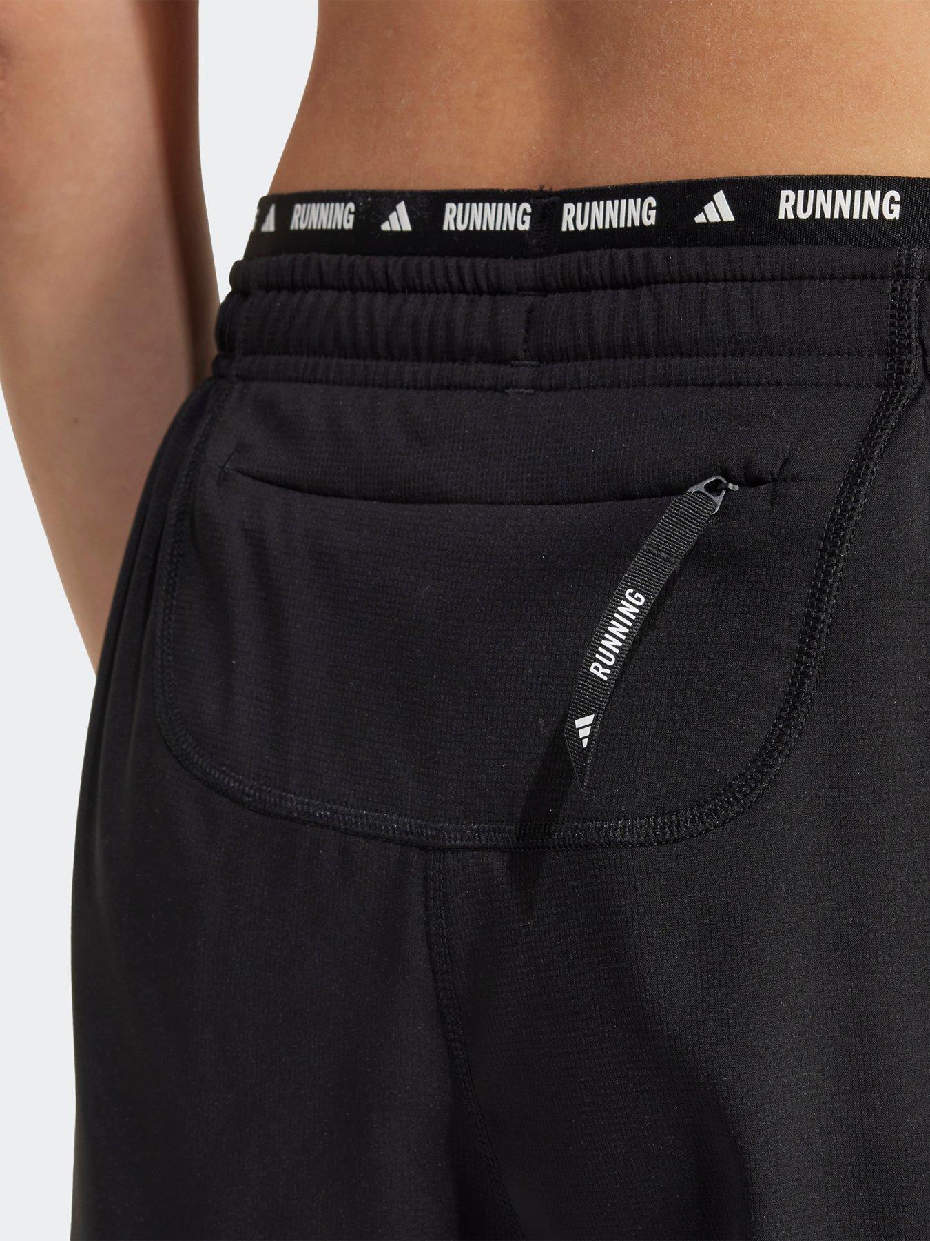  image of adidas-womens-running-own-the-run-3-stripe-4inch-shorts-black
