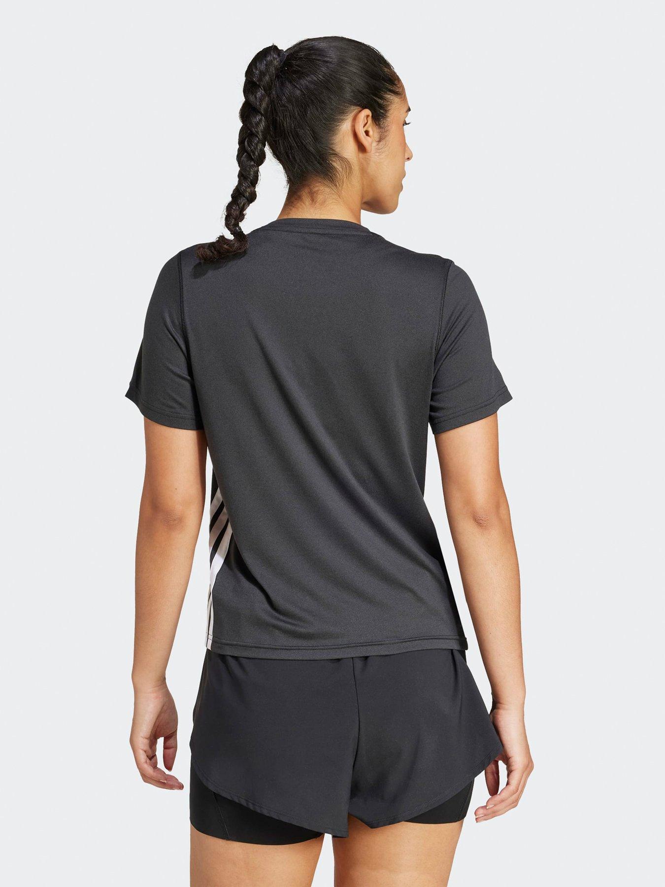  image of adidas-womens-training-3-stripe-crew-t-shirt-black