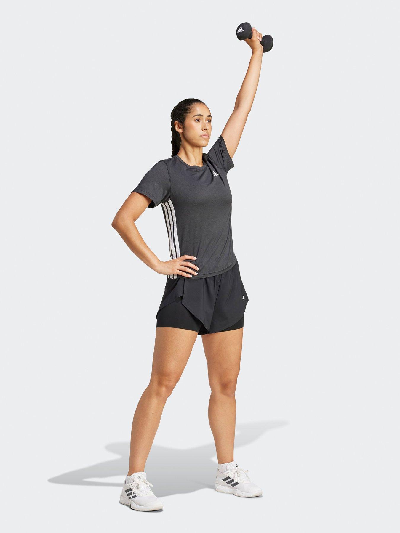  image of adidas-womens-training-3-stripe-crew-t-shirt-black