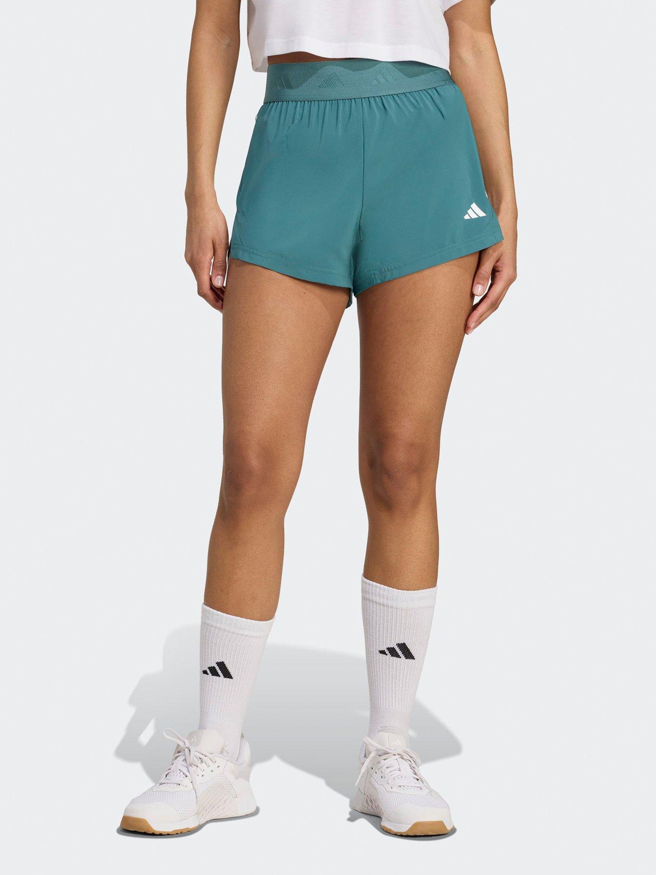  image of adidas-womens-training-hyperglam-woven-shorts-green