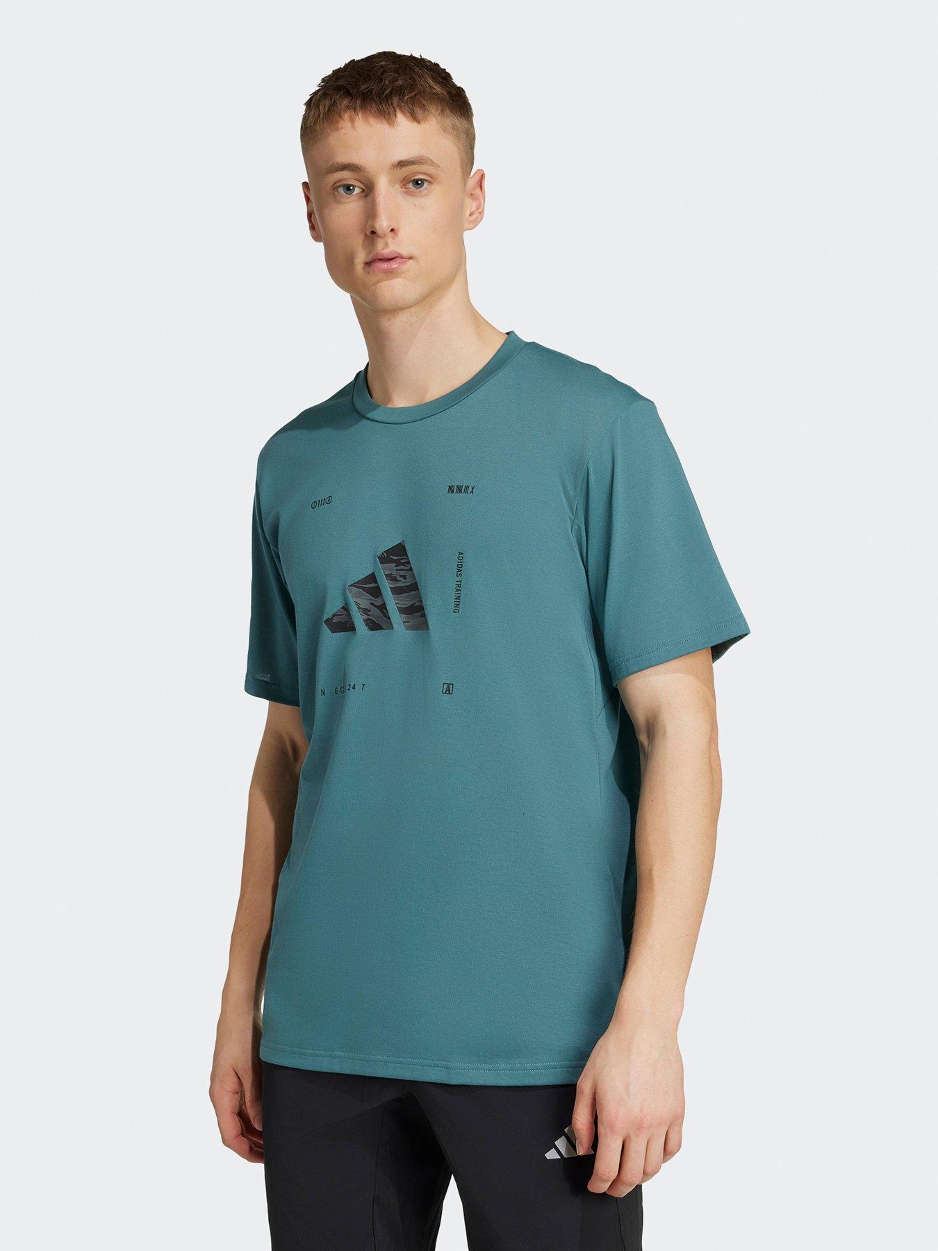 adidas Mens Training Box Logo T-Shirt - Blue