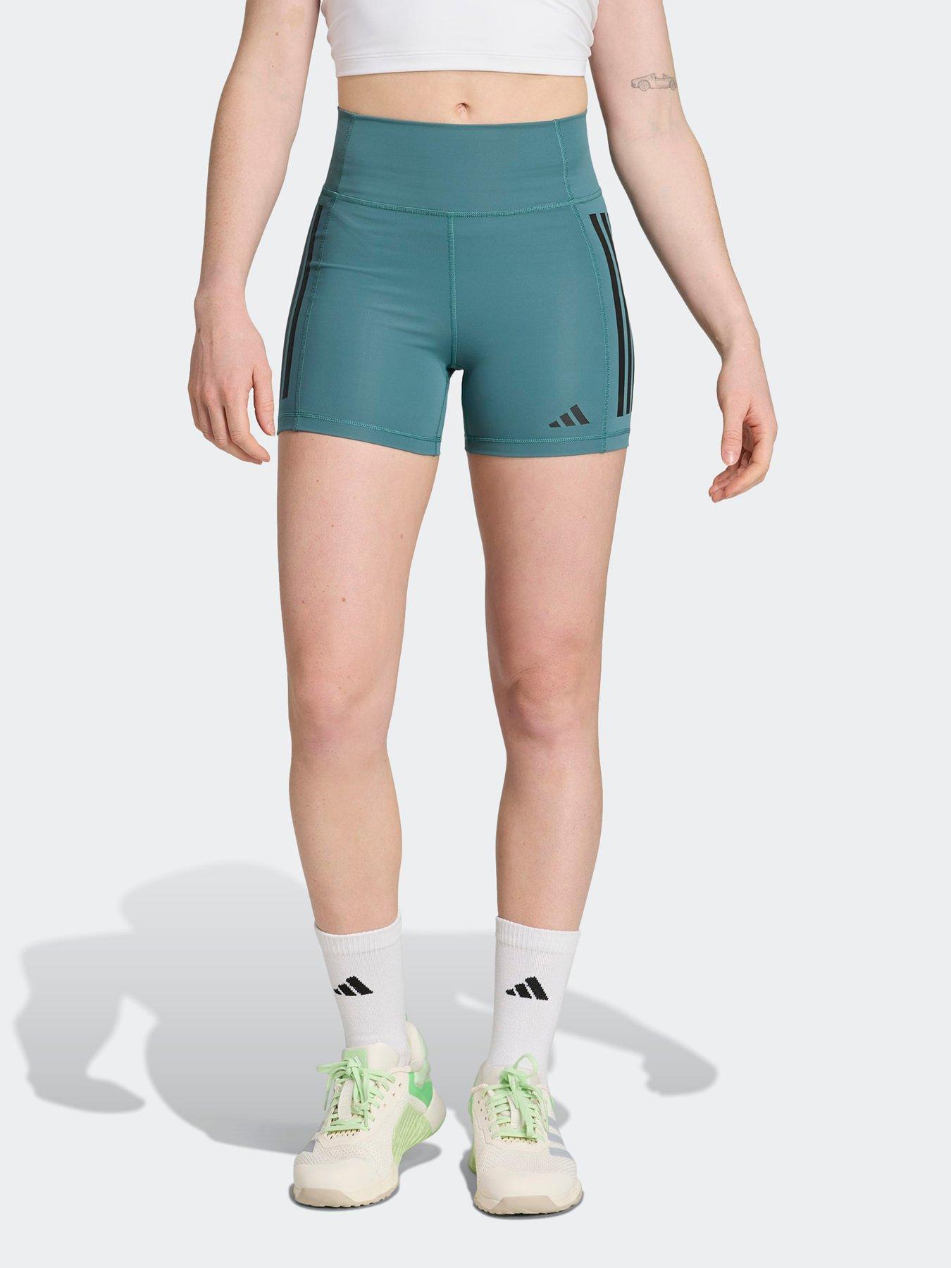 undefined Womens Training Optime 3 Stripe 5Inch Bike Shorts - Green