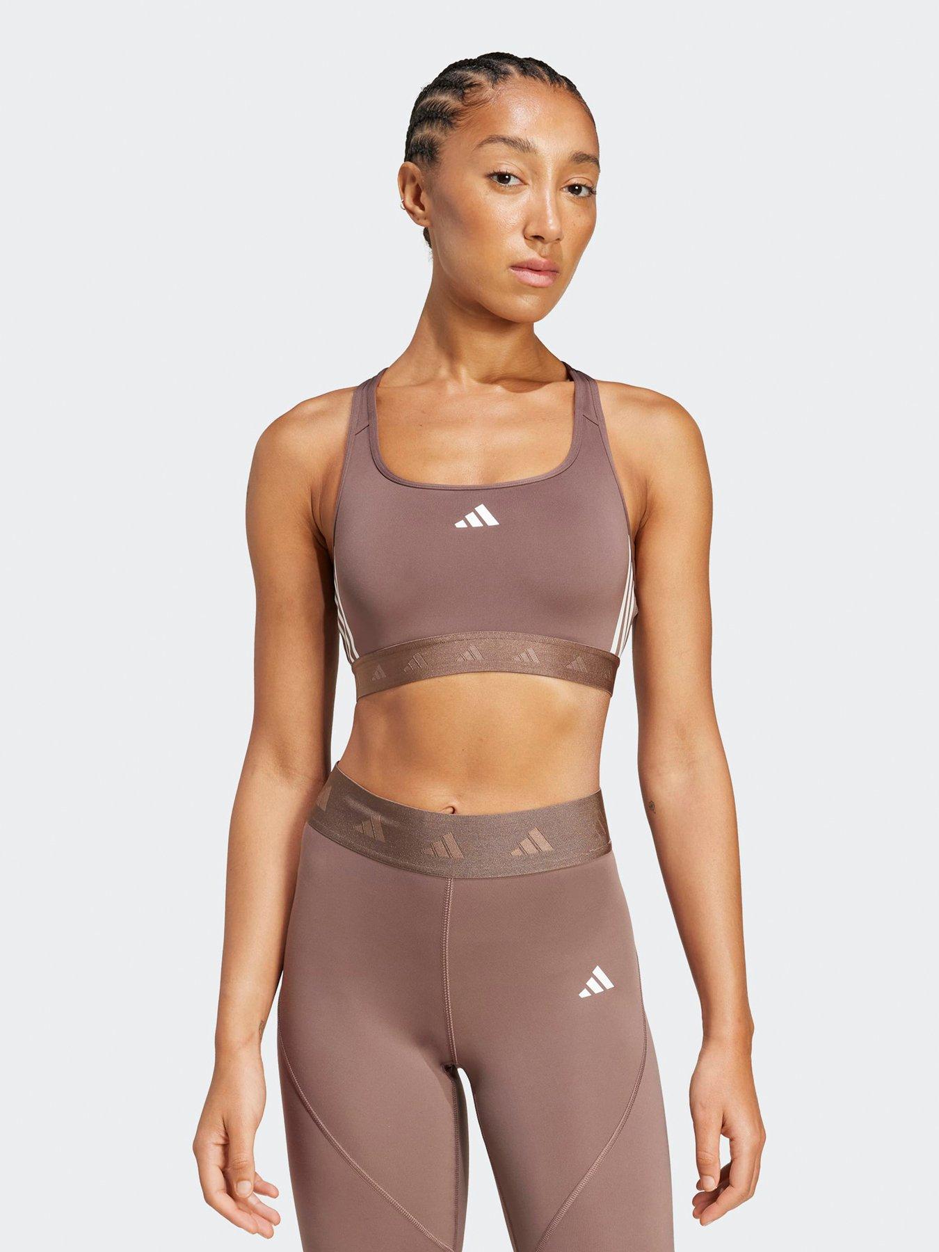 undefined Womens Training Hyperglam Mid Support C-D Cup Sports Bra - Brown