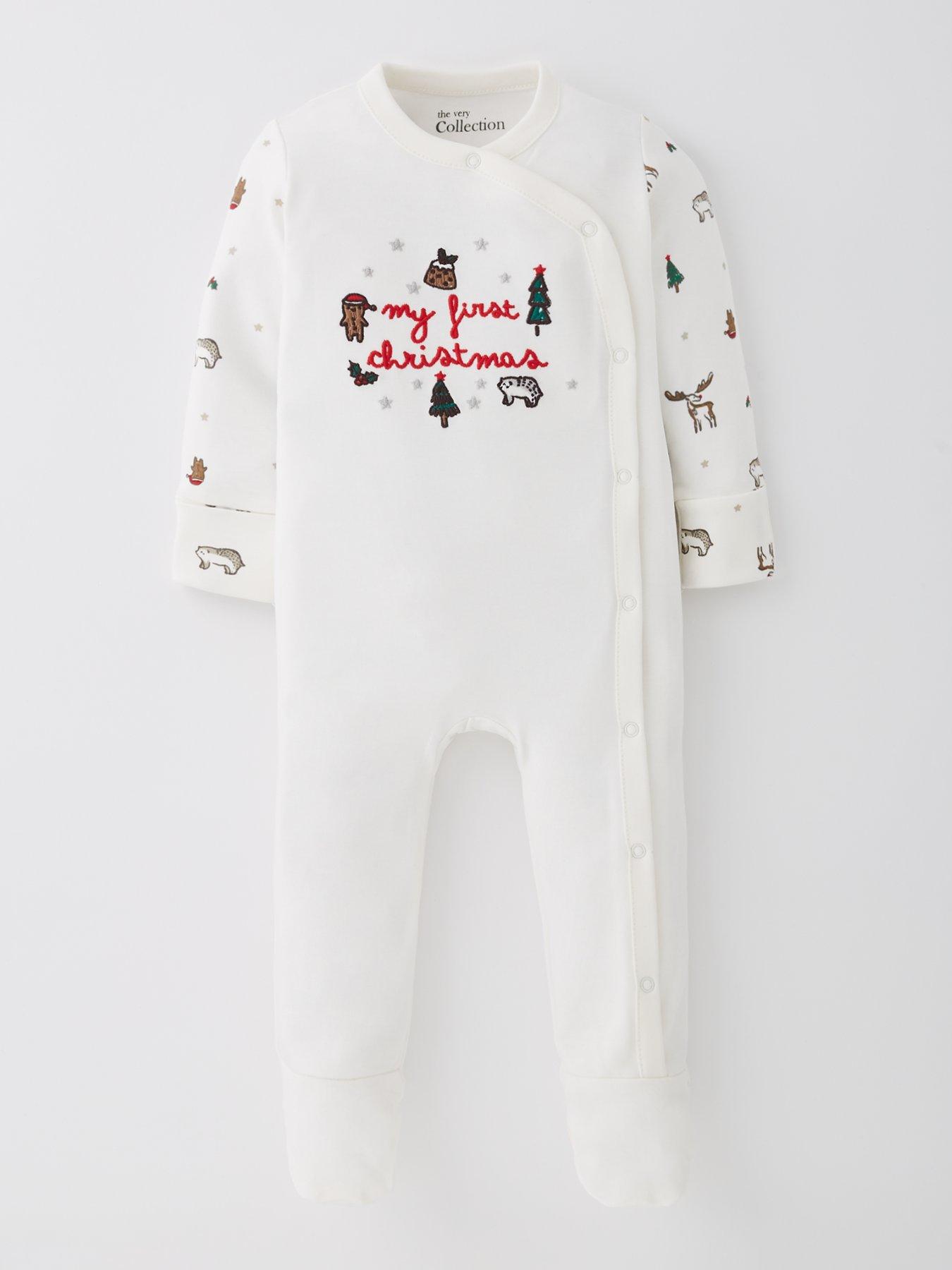  image of the-very-collection-unisex-my-first-christmas-sleepsuit-cream