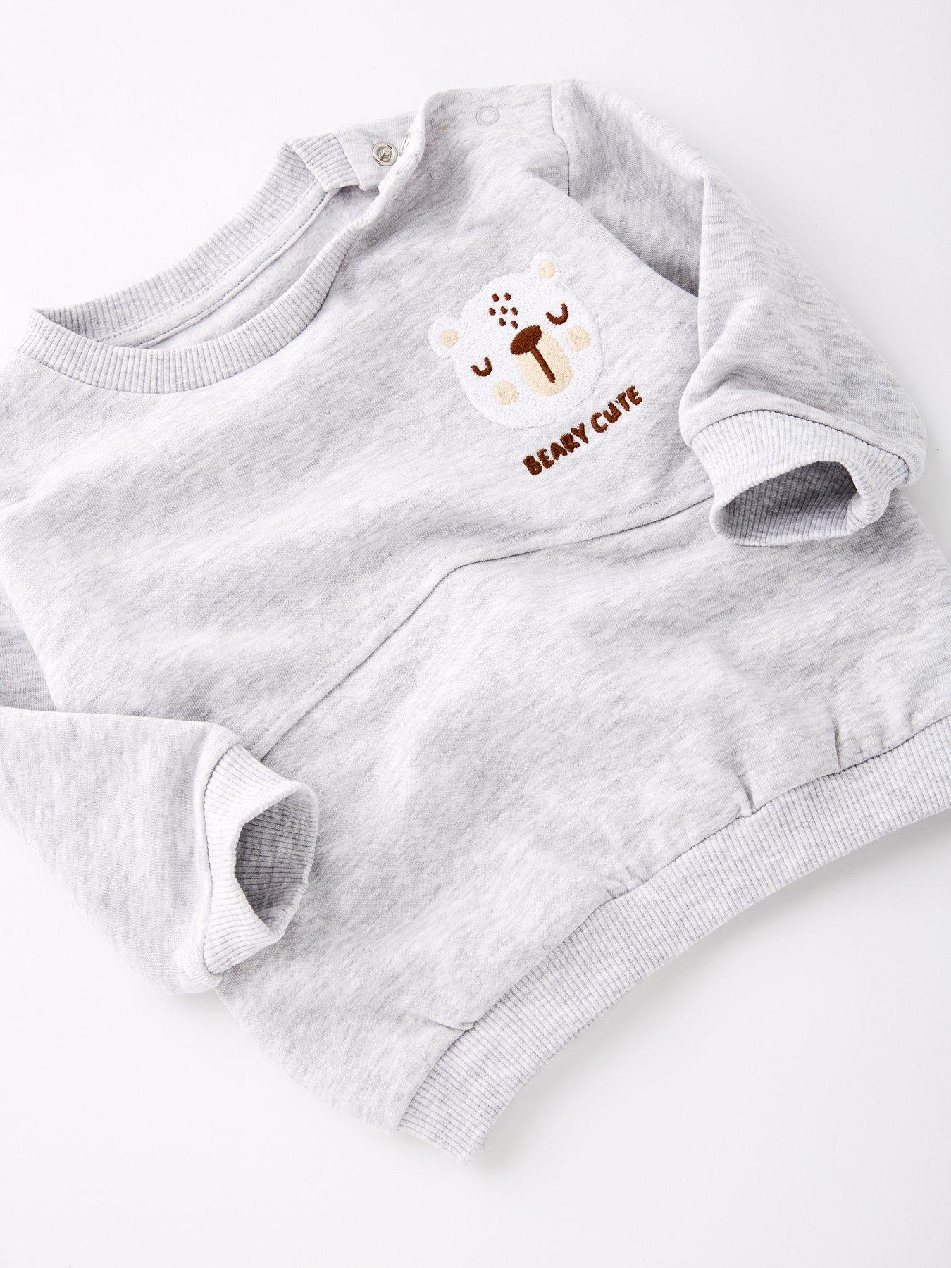  image of the-very-collection-baby-boys-bear-sweat-and-legging-set-grey