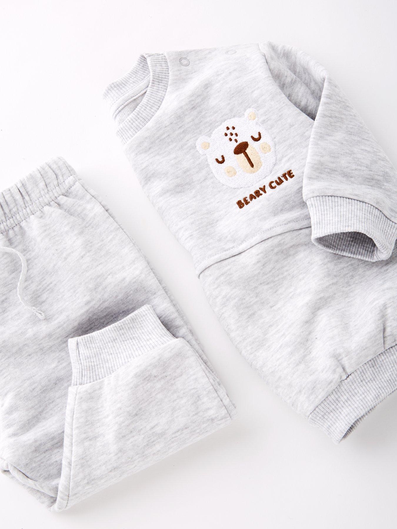  image of the-very-collection-baby-boys-bear-sweat-and-legging-set-grey
