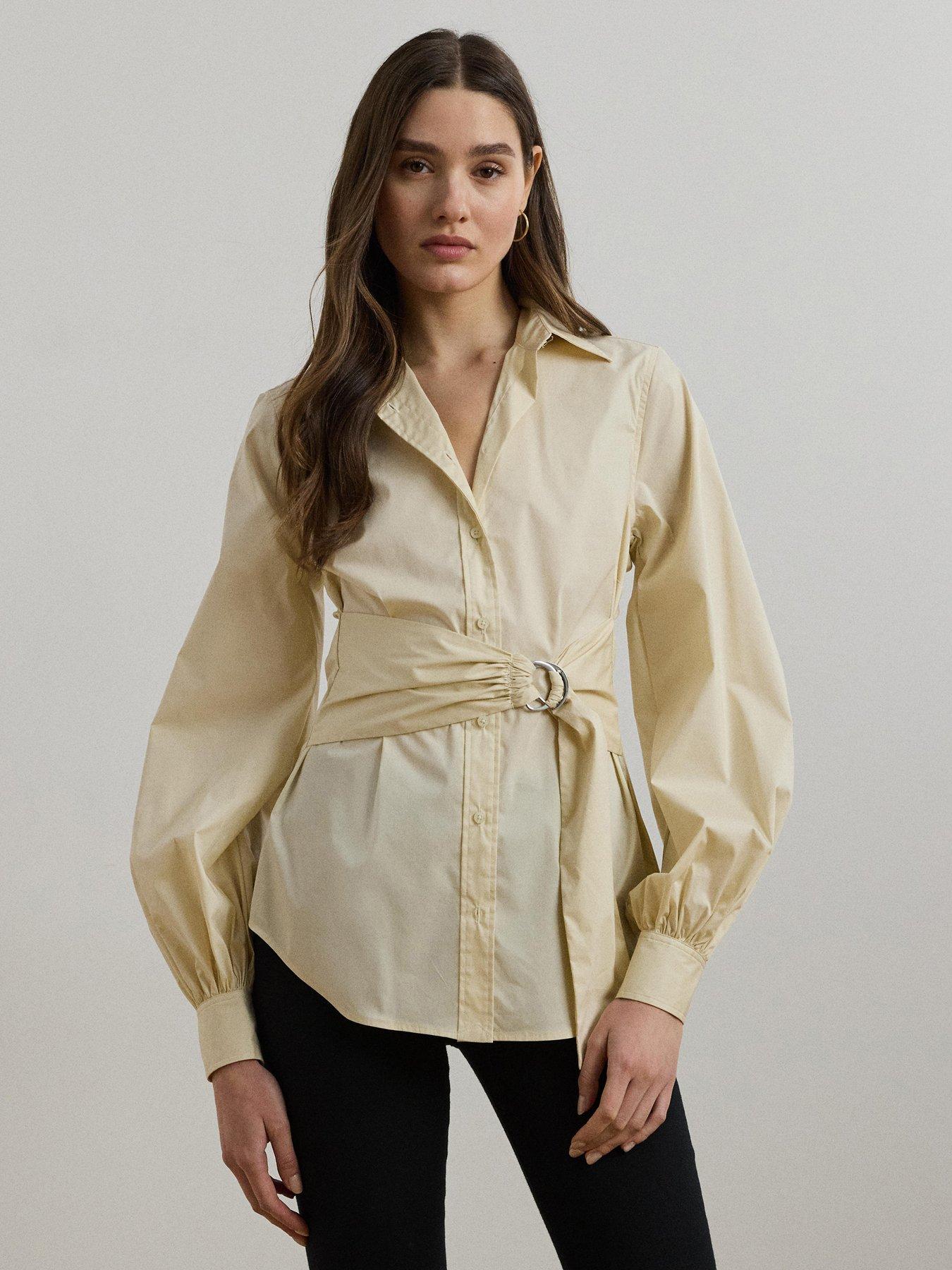 Image 1 of 5 of Lauren by Ralph Lauren Sarill Long Sleeve Shirt - Beige