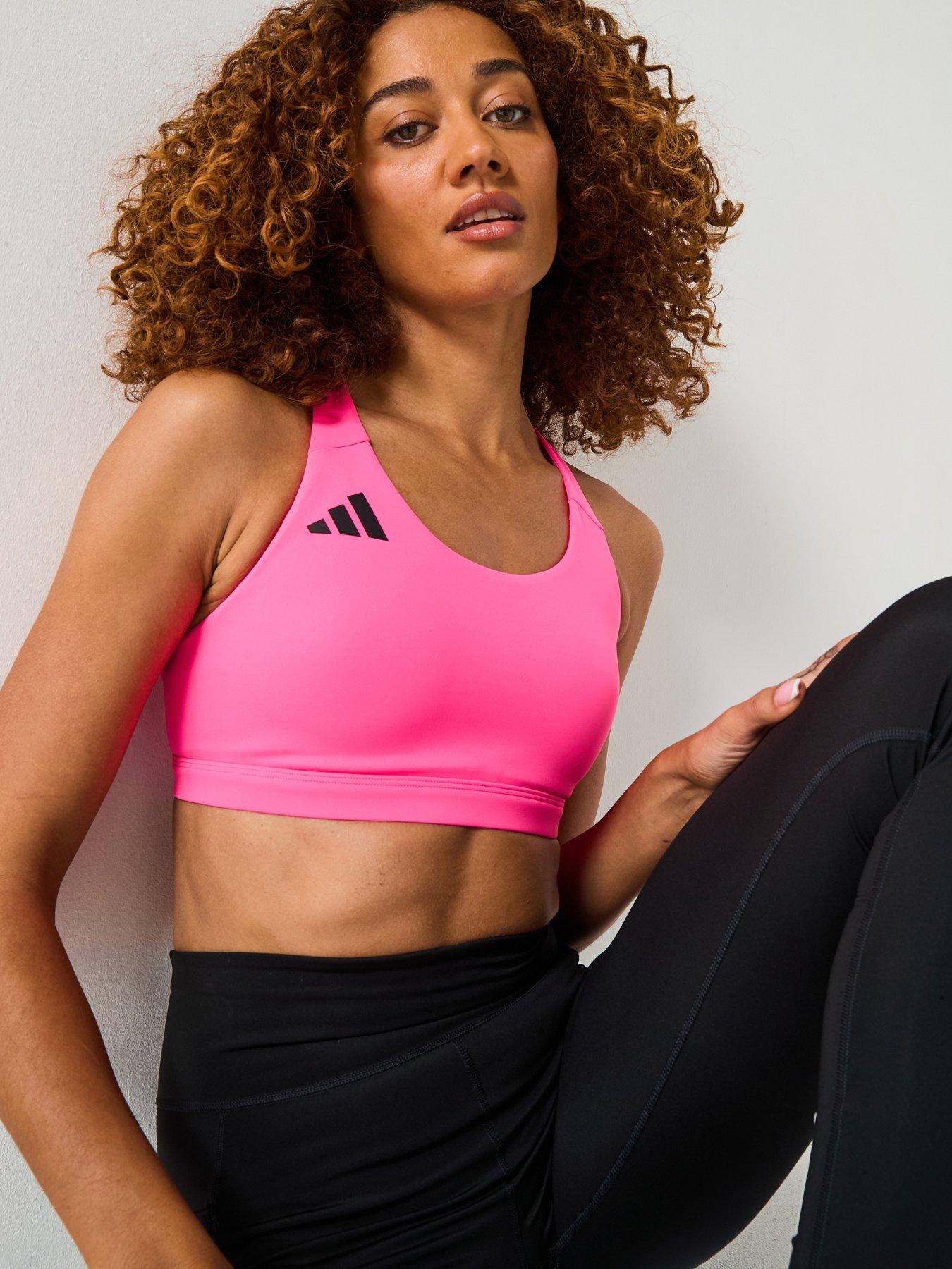adidas Womens Running Adizero Mid Support C-D Cup Sports Bra - Pink