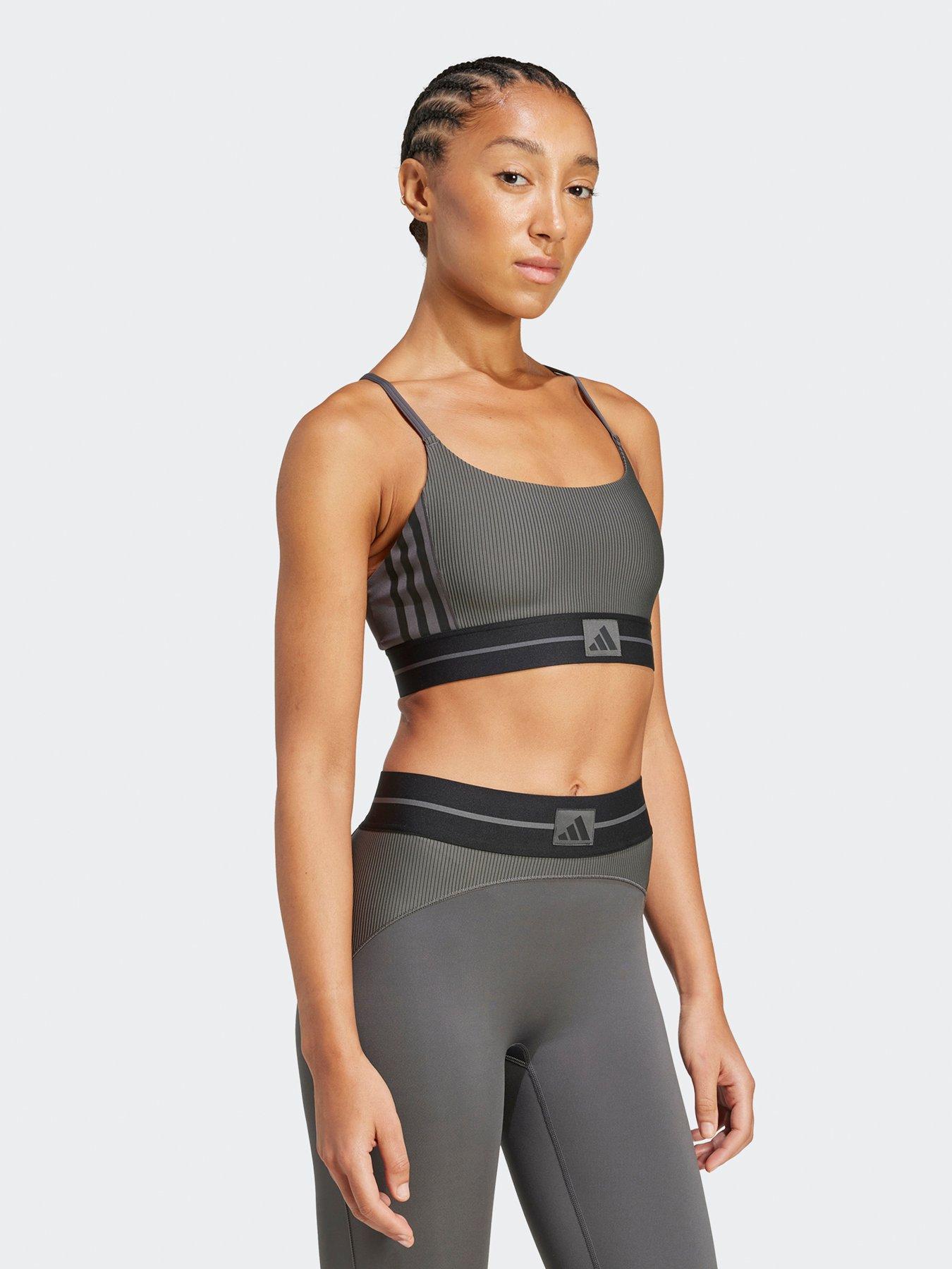 Image 3 of 5 of adidas Womens Training Hyperglam Ribbed Bralette - Grey
