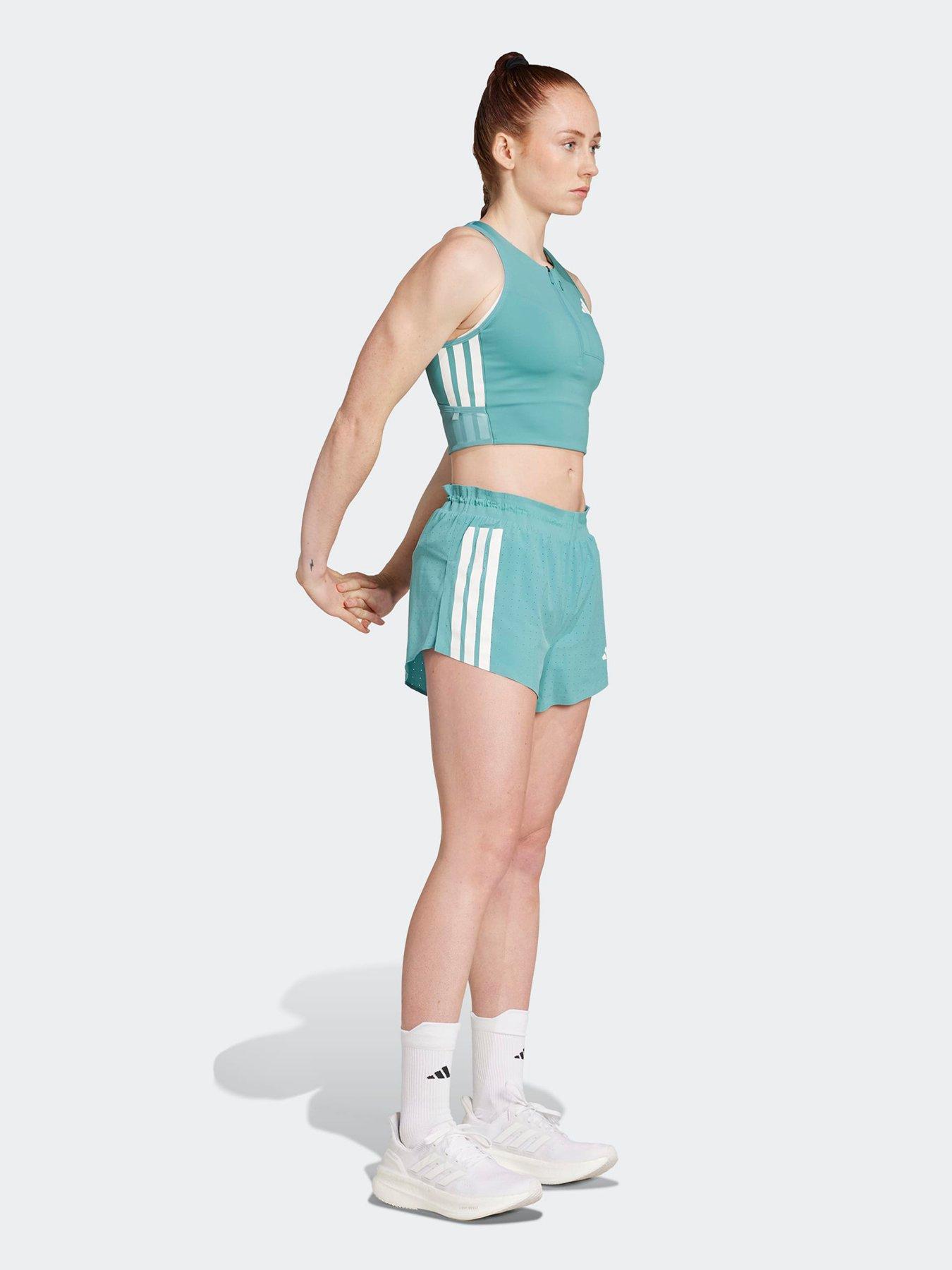 Image 3 of 5 of adidas Womens Running Adizero Zip Crop Tank - Green