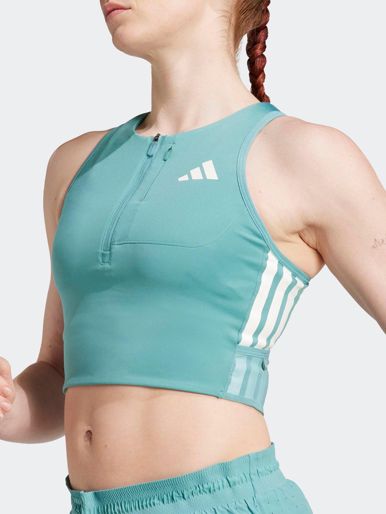 Image 5 of 5 of adidas Womens Running Adizero Zip Crop Tank - Green