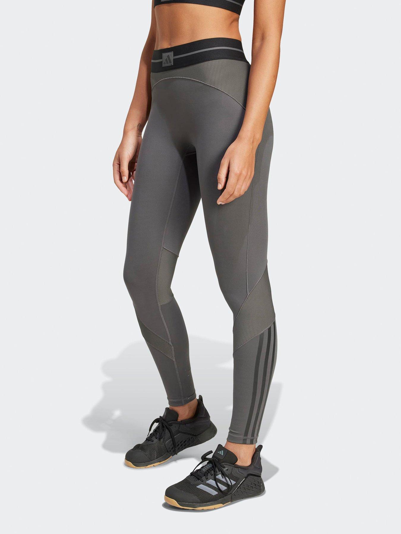 Image 1 of 5 of adidas Womens Training Hyperglam Rib 1/1 Tights - Grey