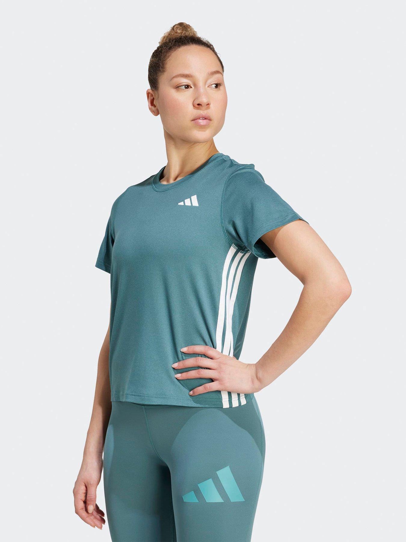 undefined Womens Training 3 Stripe Crew T-Shirt - Green