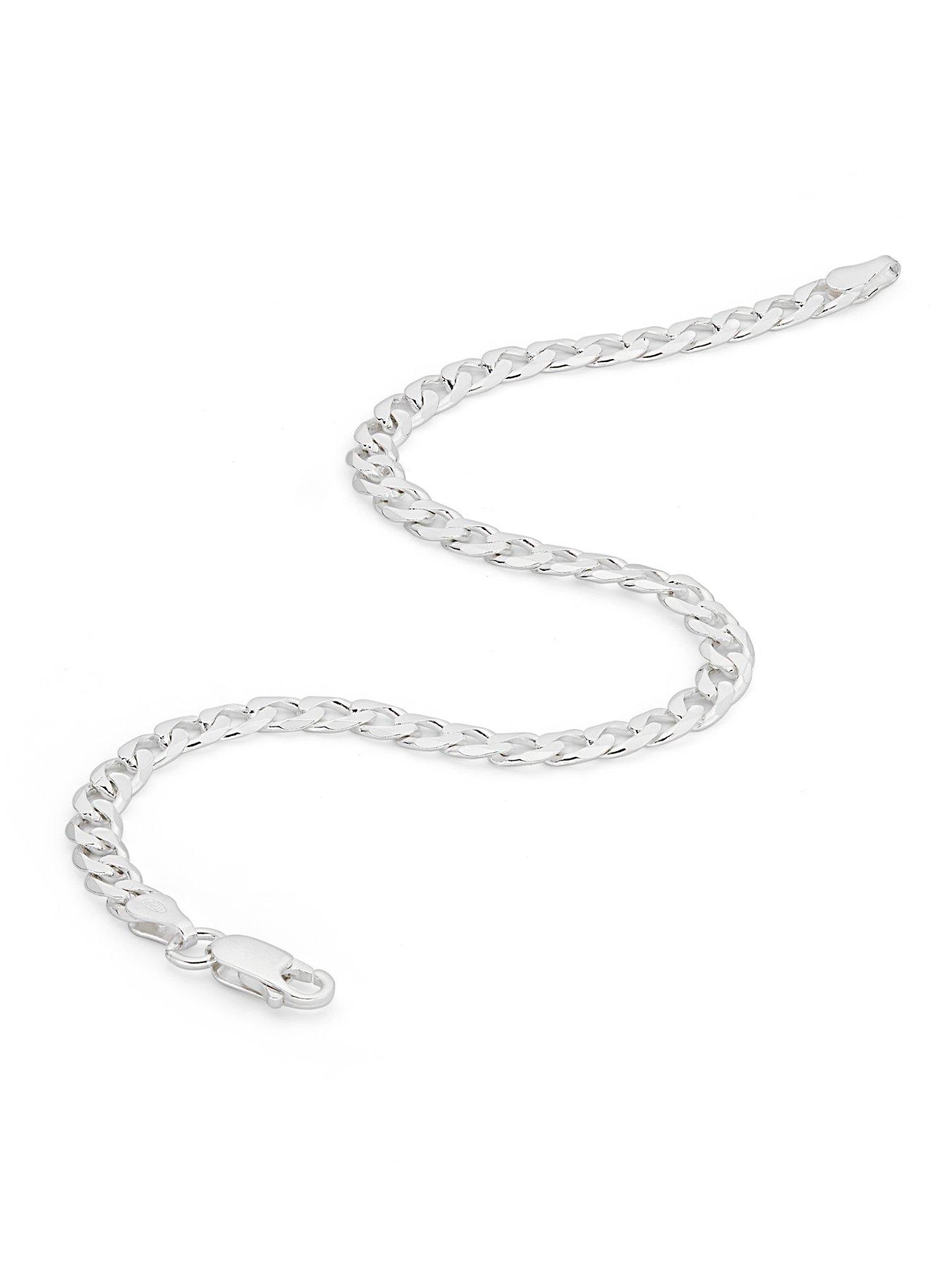  image of the-love-silver-collection-sterling-silver-curb-chain-43mm-bracelet-8-inch