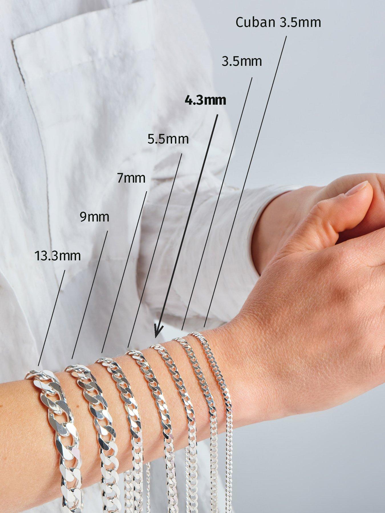  image of the-love-silver-collection-sterling-silver-curb-chain-43mm-bracelet-8-inch
