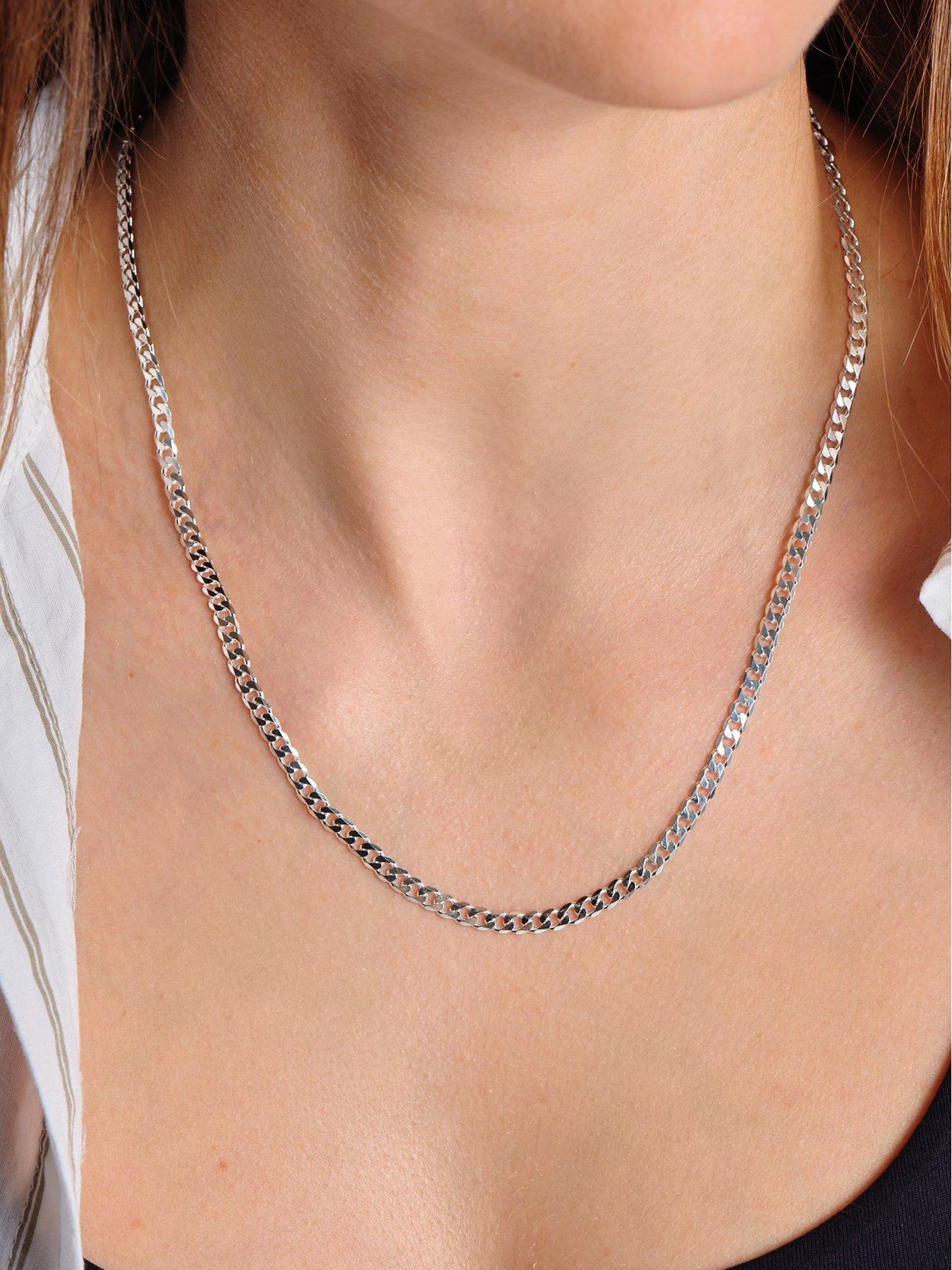 Image 2 of 6 of The Love Collection Sterling Silver Curb Chain (3.5mm) Necklace 20 inch