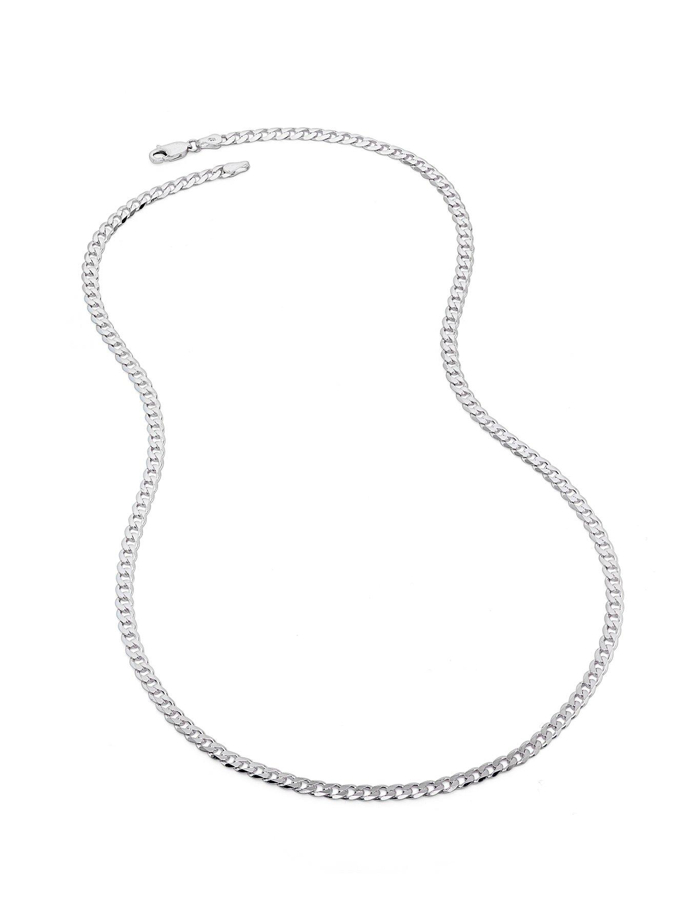Image 3 of 6 of The Love Collection Sterling Silver Curb Chain (3.5mm) Necklace 20 inch
