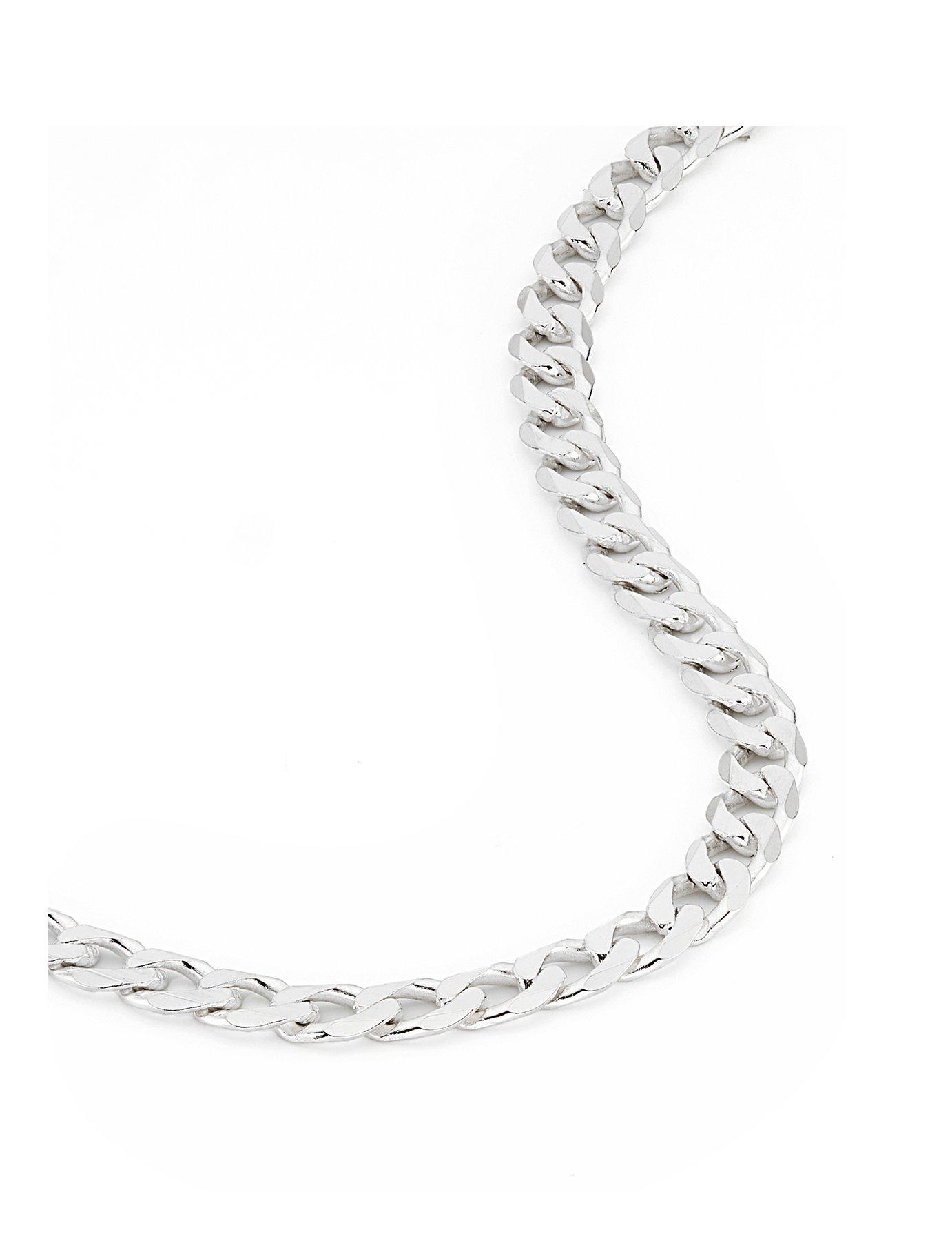 The Love Collection Sterling Silver Curb Chain (4.3mm) Necklace 20 inch