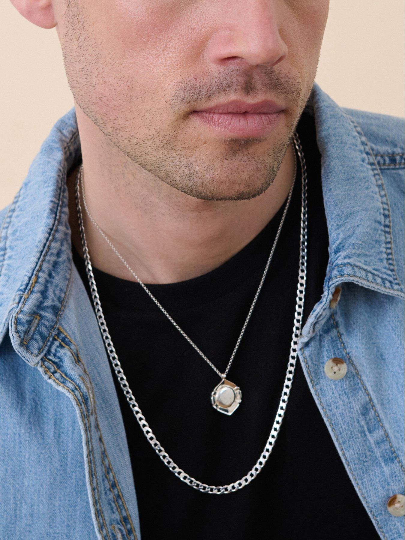  image of the-love-collection-sterling-silver-curb-chain-43mm-necklace-24-inch