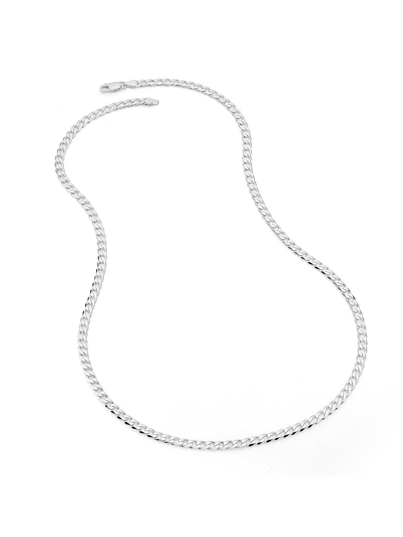  image of the-love-collection-sterling-silver-curb-chain-43mm-necklace-24-inch