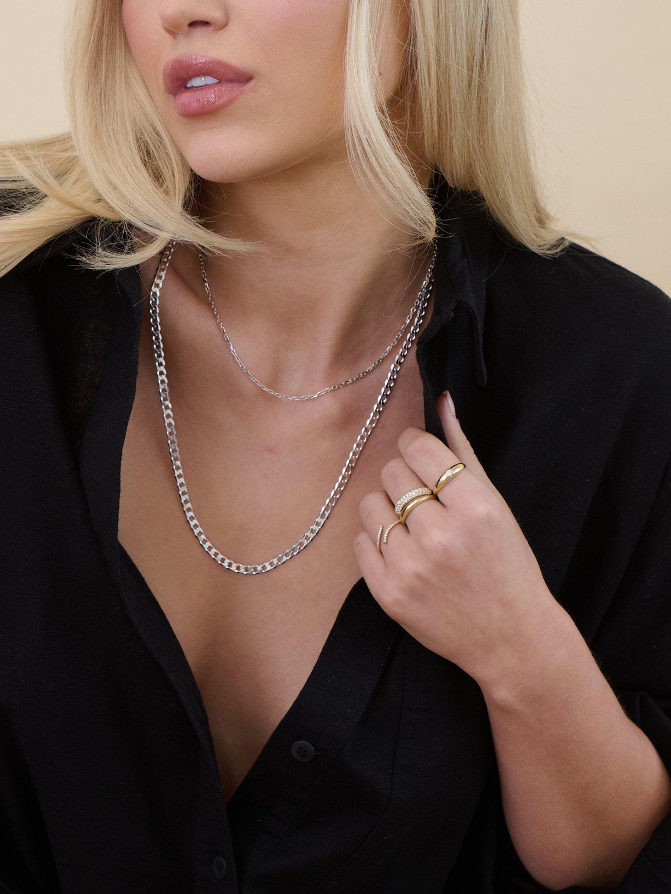  image of the-love-collection-sterling-silver-curb-chain-43mm-necklace-24-inch