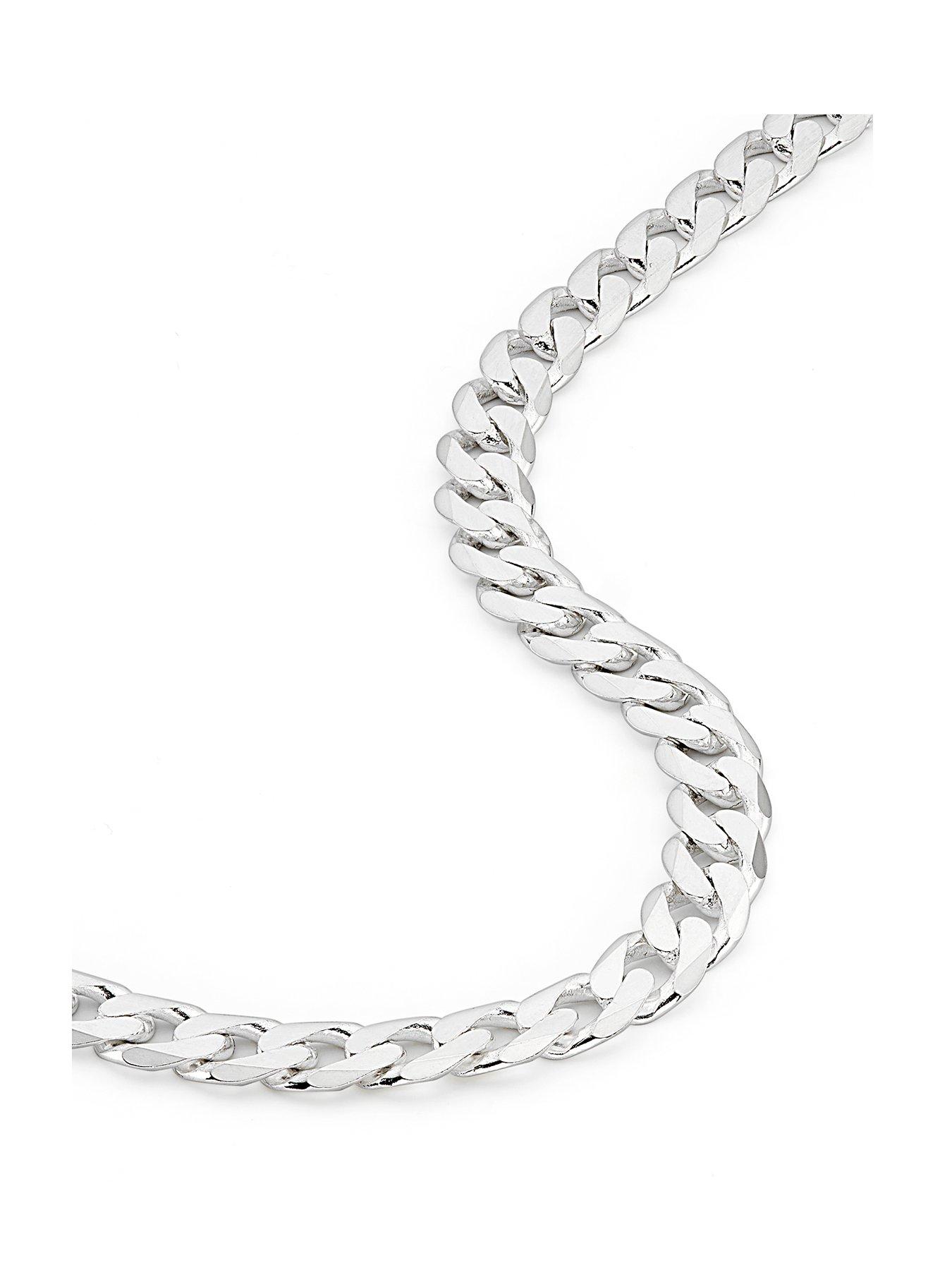 The Love Collection Sterling Silver Curb Chain (7mm) Necklace 22 inch