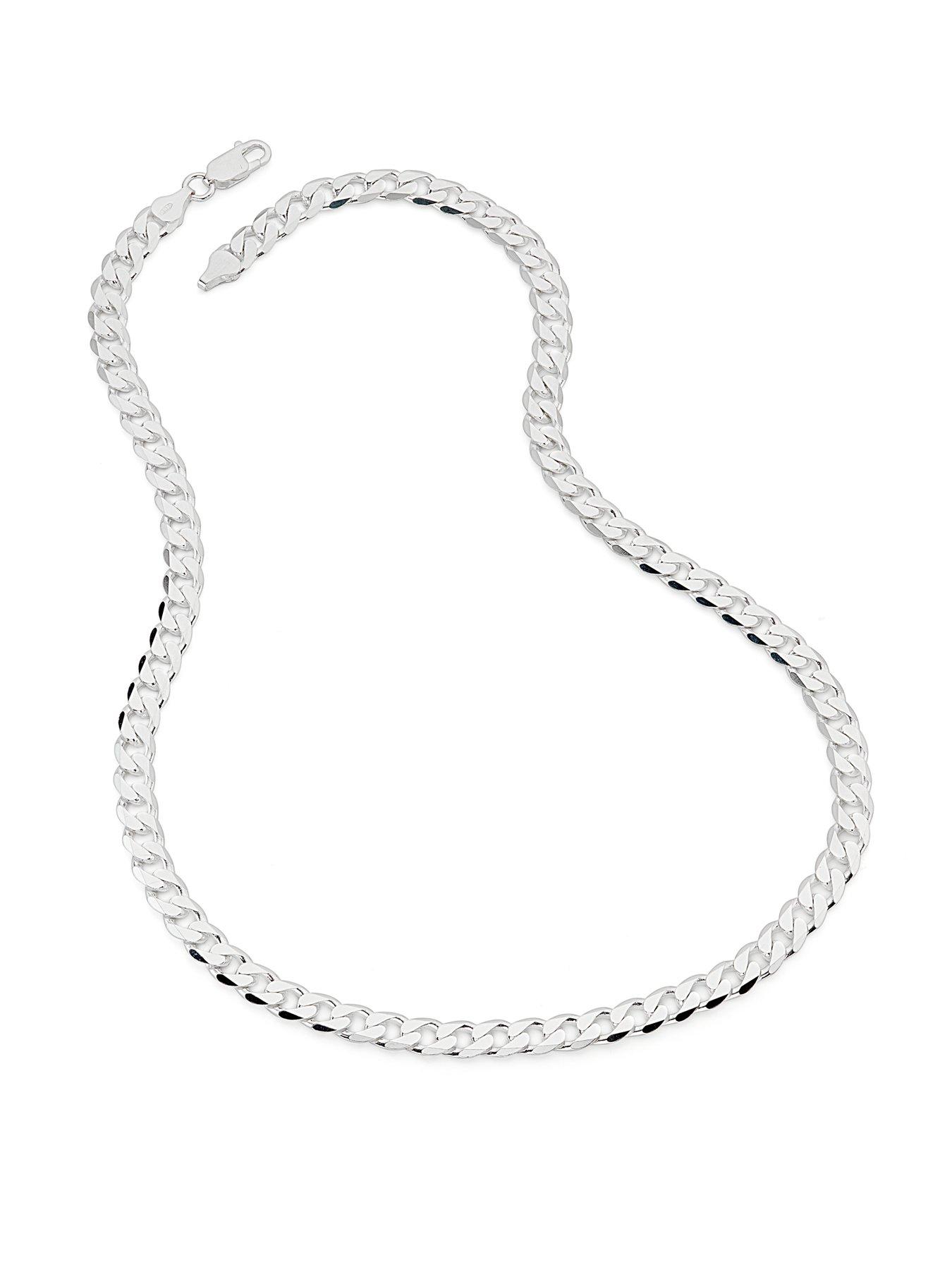 Image 3 of 5 of The Love Collection Sterling Silver Curb Chain (7mm) Necklace 22 inch