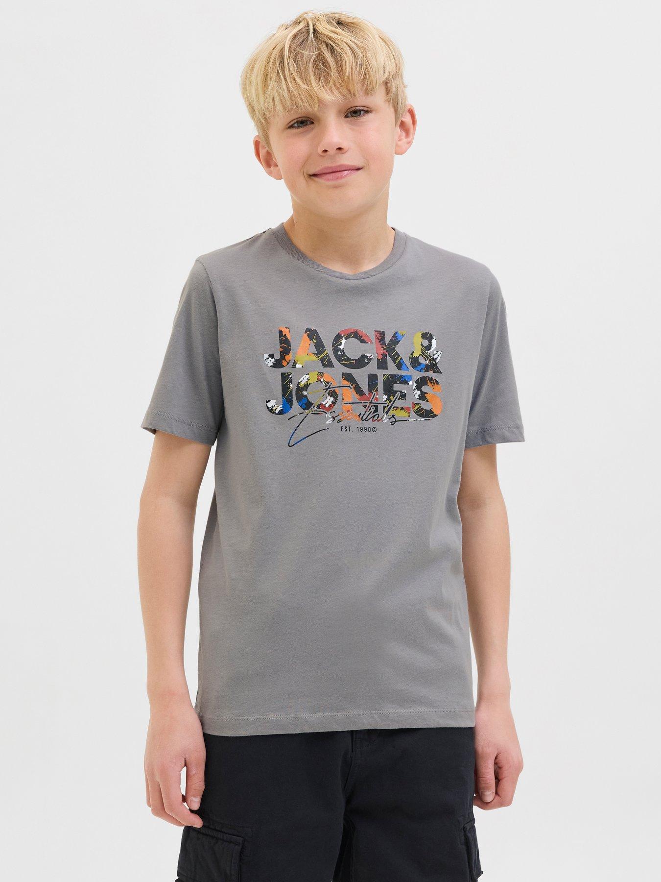 Image 1 of 6 of Jack & Jones Junior Boys Short Sleeve T-shirt - Ultimate - Grey