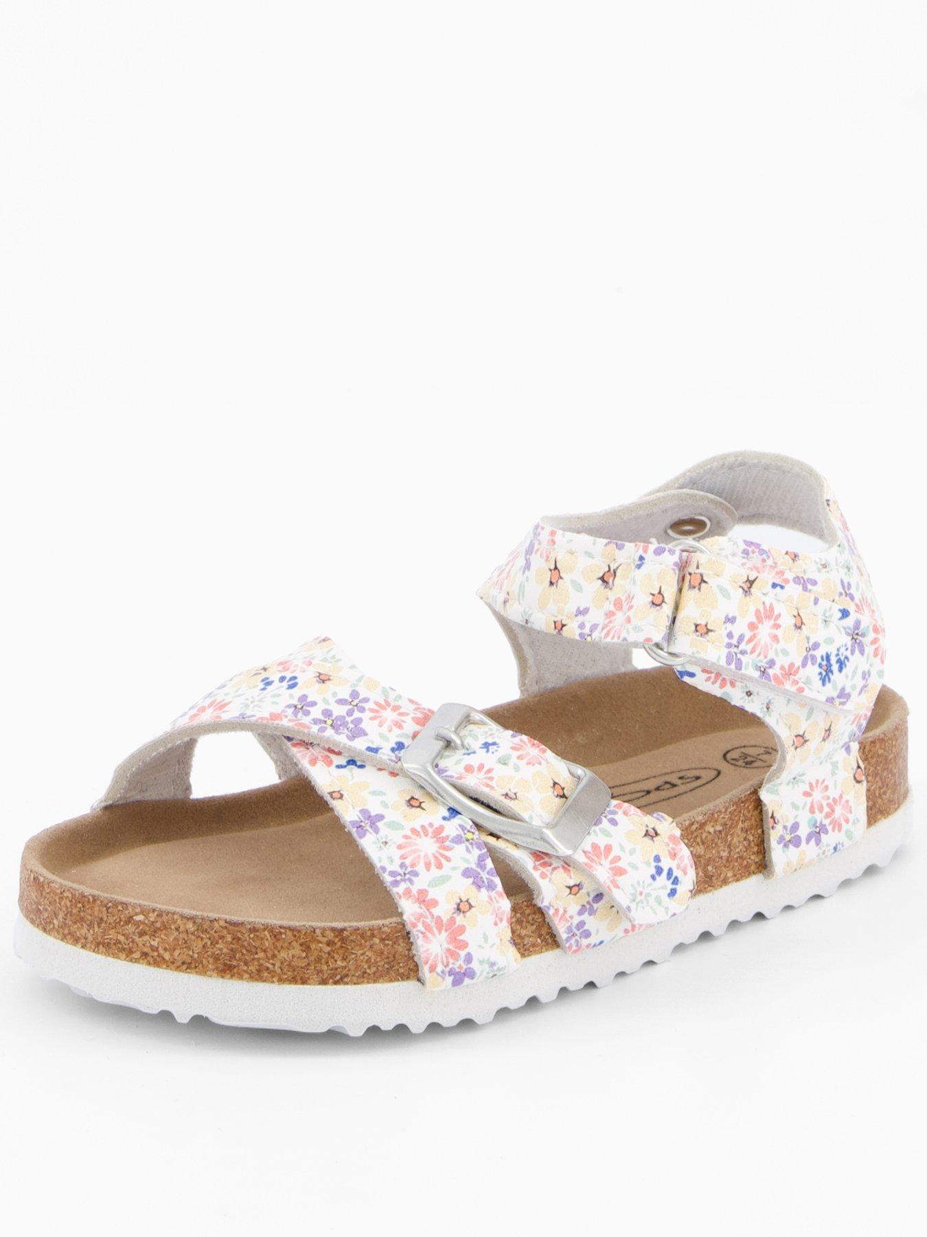 The Very Collection Floral Corkbed Sandals - White