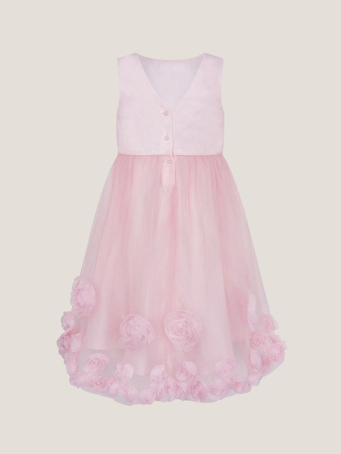  image of monsoon-girls-josie-3d-rosette-dress-pink