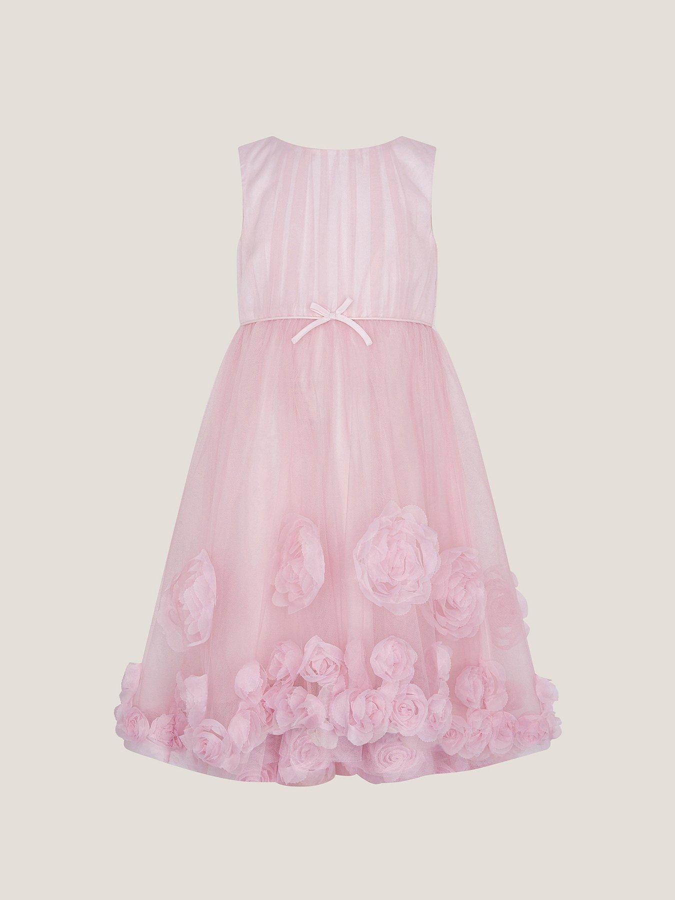  image of monsoon-girls-josie-3d-rosette-dress-pink