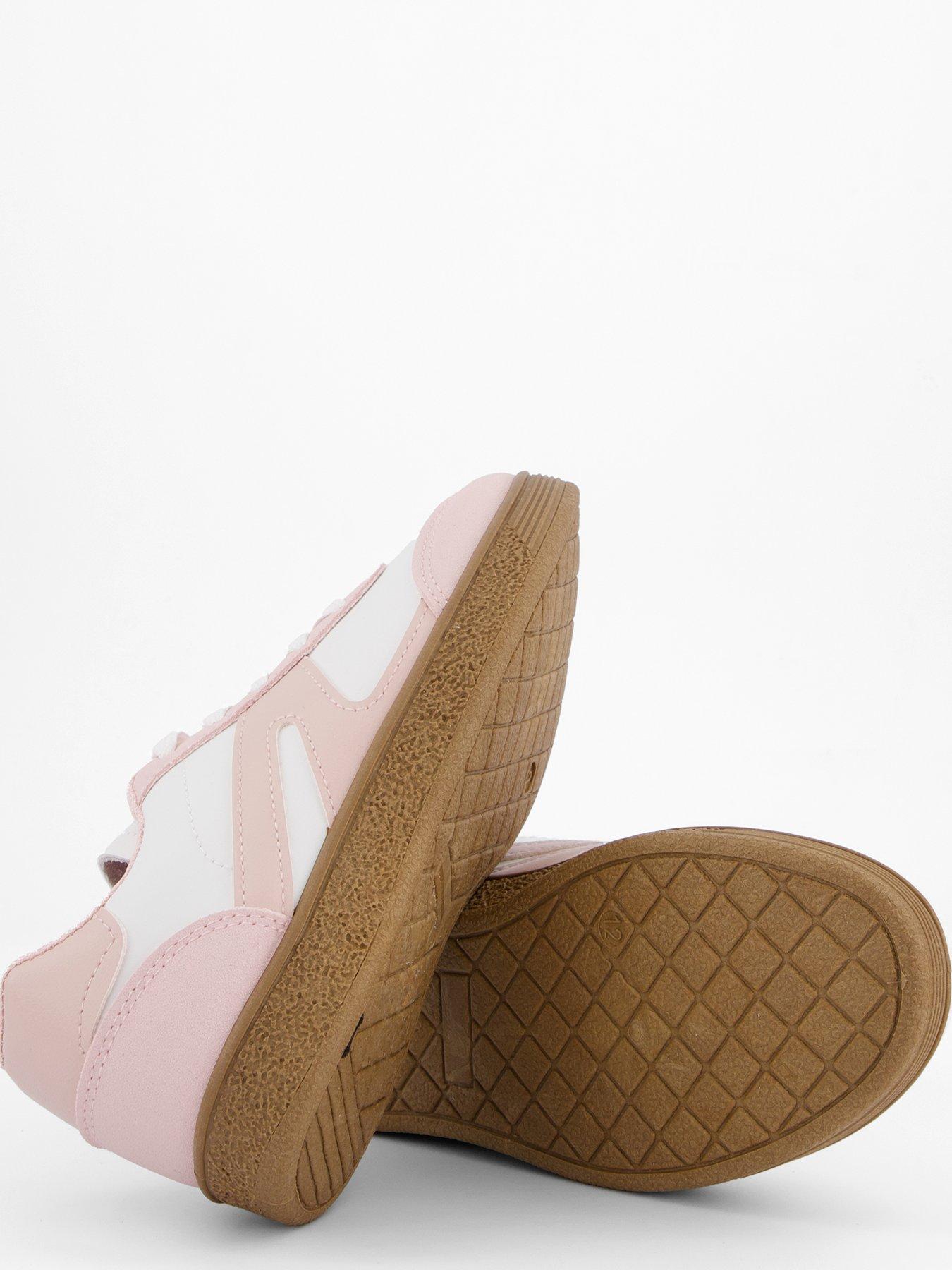  image of the-very-collection-pink-lace-up-retro-trainers-white
