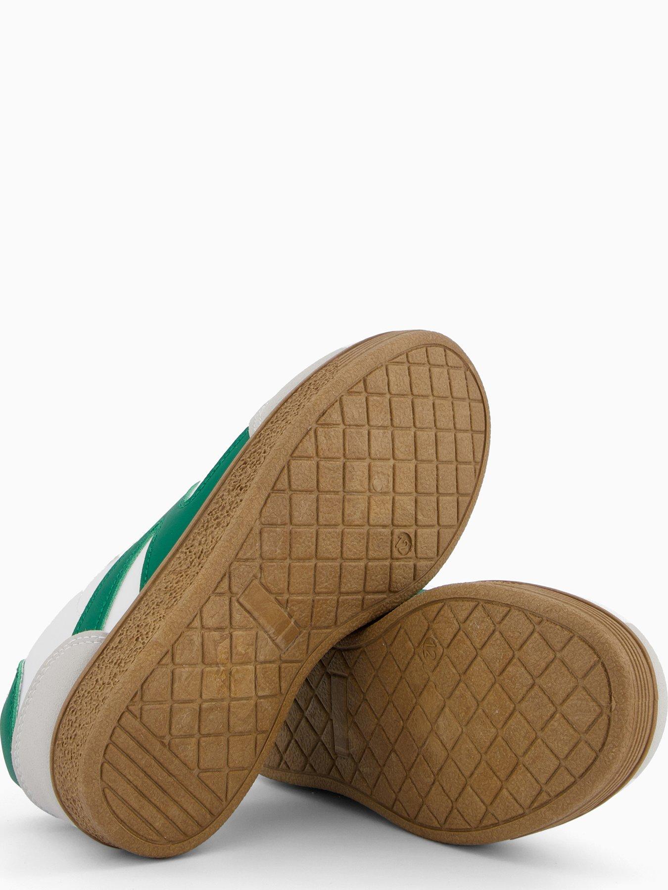  image of the-very-collection-green-lace-up-retro-trainer-white