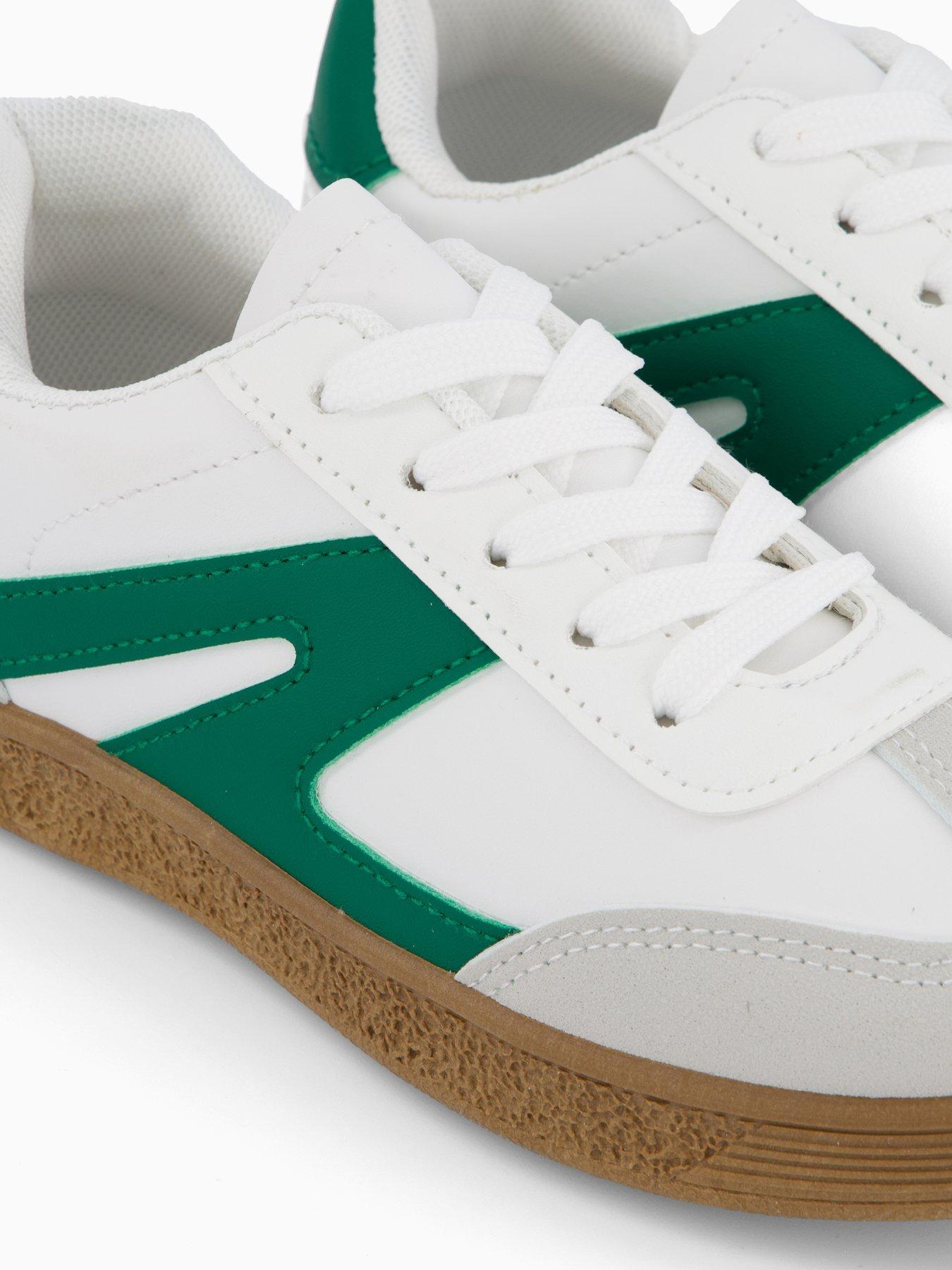  image of the-very-collection-green-lace-up-retro-trainer-white