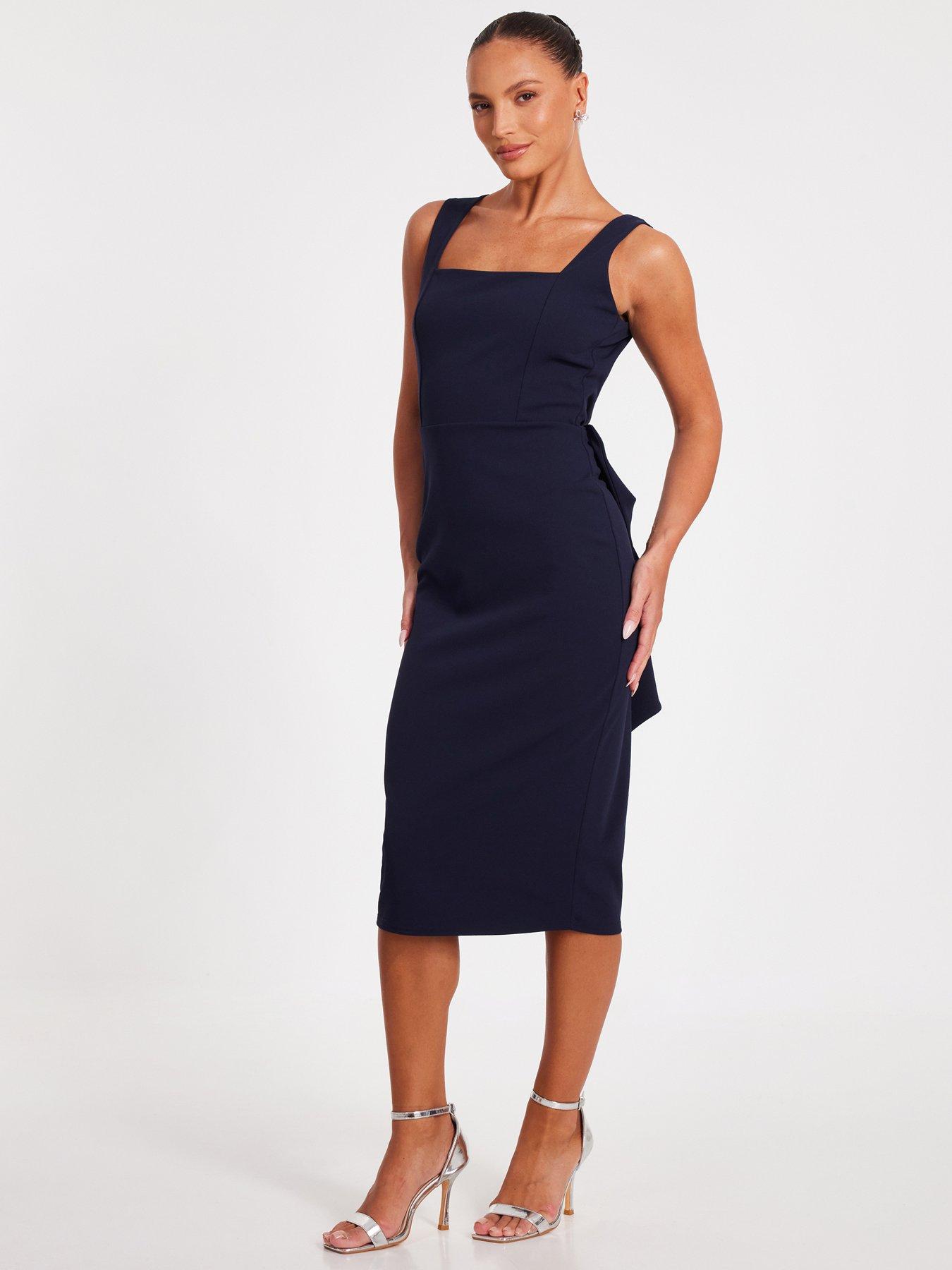  image of quiz-navy-bow-back-midi-dress