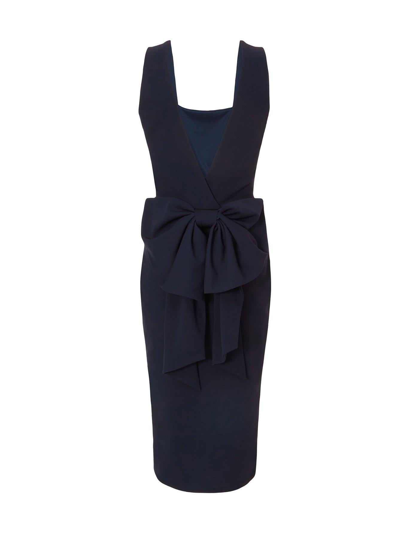  image of quiz-navy-bow-back-midi-dress