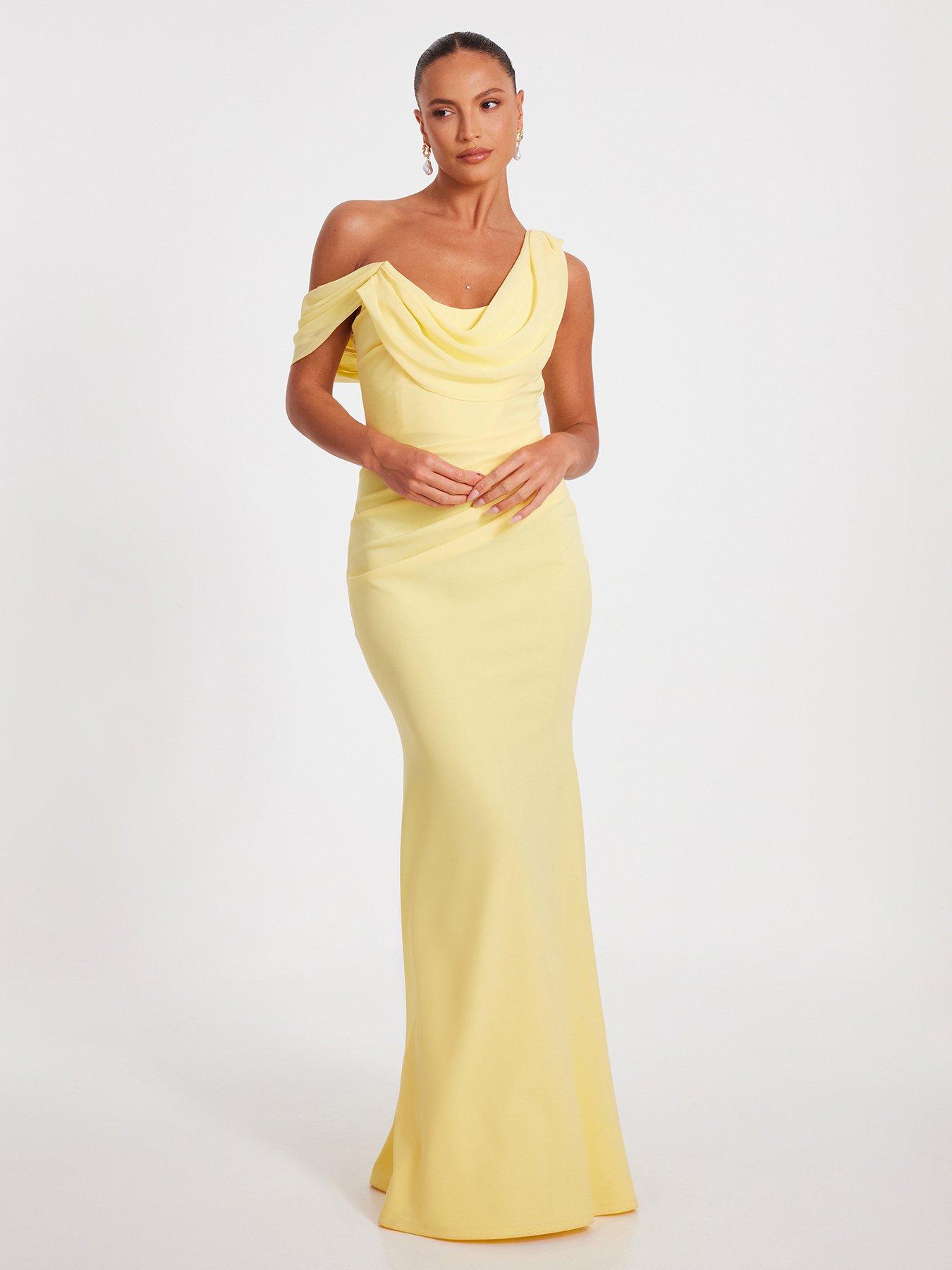 quiz-lemon-asymmetric-cowl-neck-maxi-dress