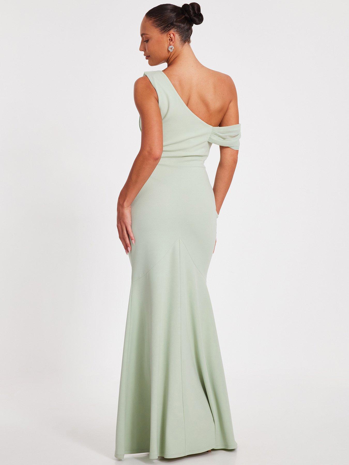 Quiz Sage Asymmetric Cowl Neck Maxi Dress | Littlewoods