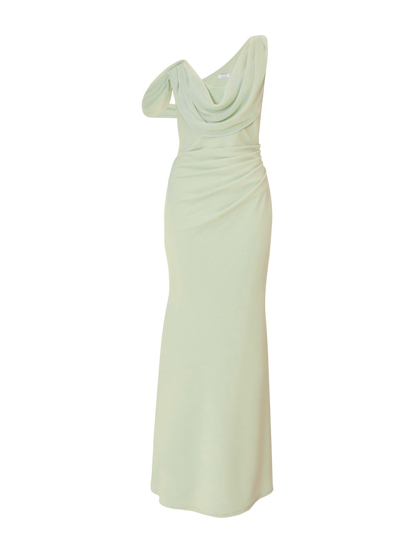 light green cowl neck dress Florianne Satin Maxi Dress main image 1