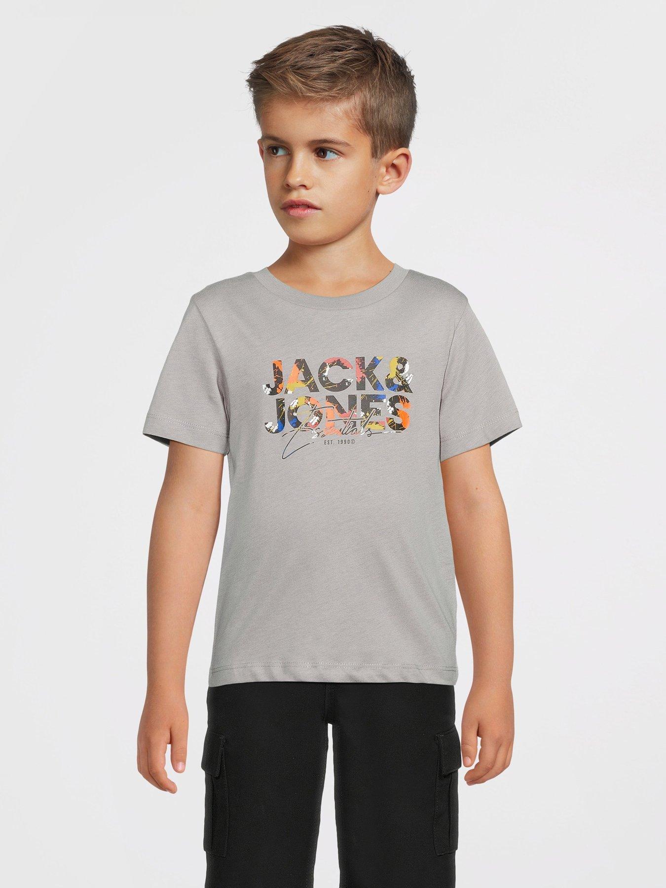 Image 1 of 5 of Jack & Jones Mini Younger Boys Short Sleeve T-Shirt - Ultimate - Grey