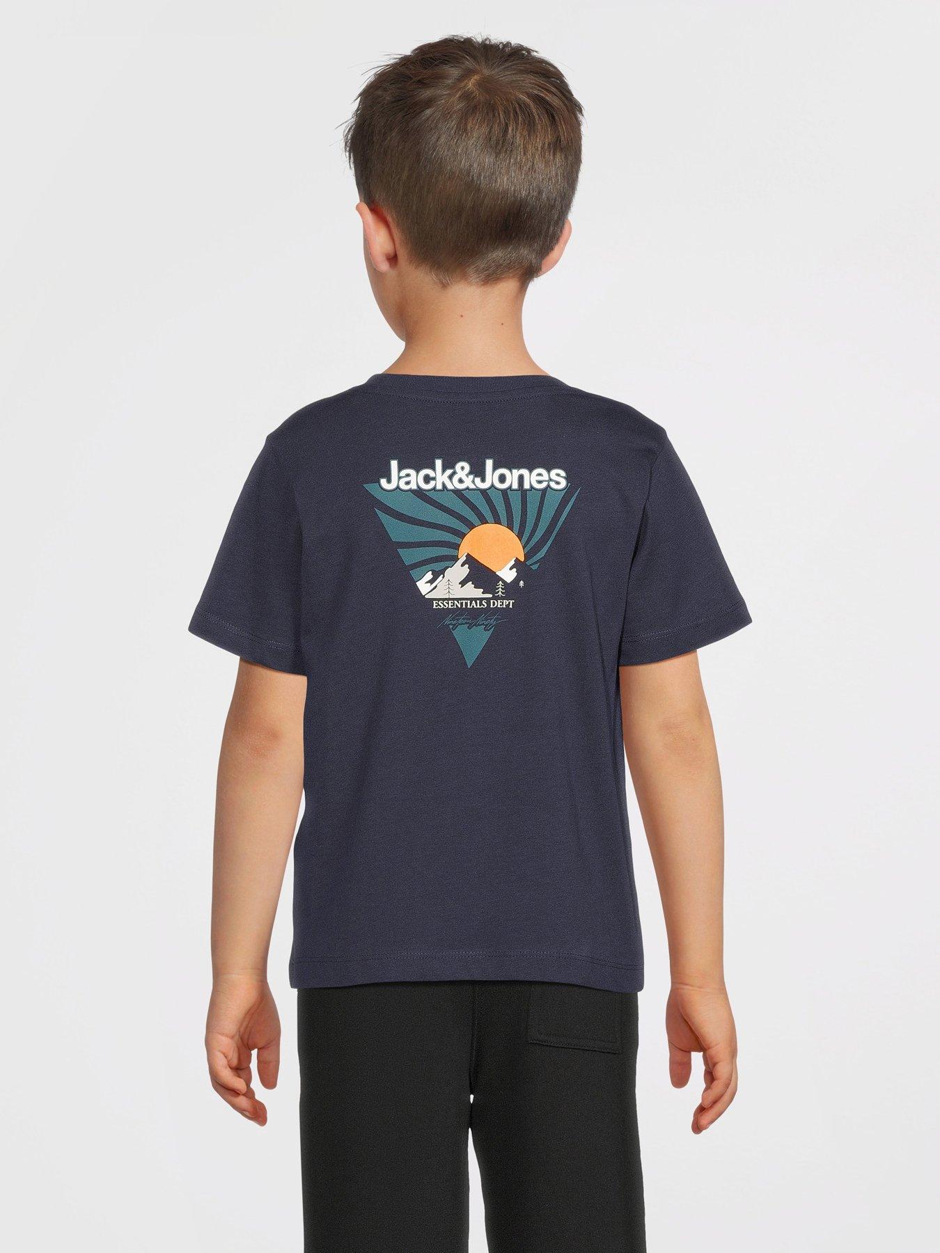 Image 2 of 5 of Jack & Jones Mini Younger Boys Mountain Back Print Short Sleeve T-shirt - Navy