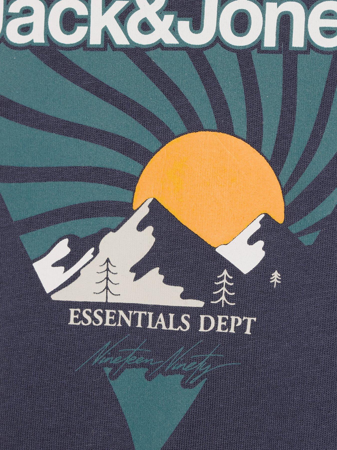 Image 4 of 5 of Jack & Jones Mini Younger Boys Mountain Back Print Short Sleeve T-shirt - Navy